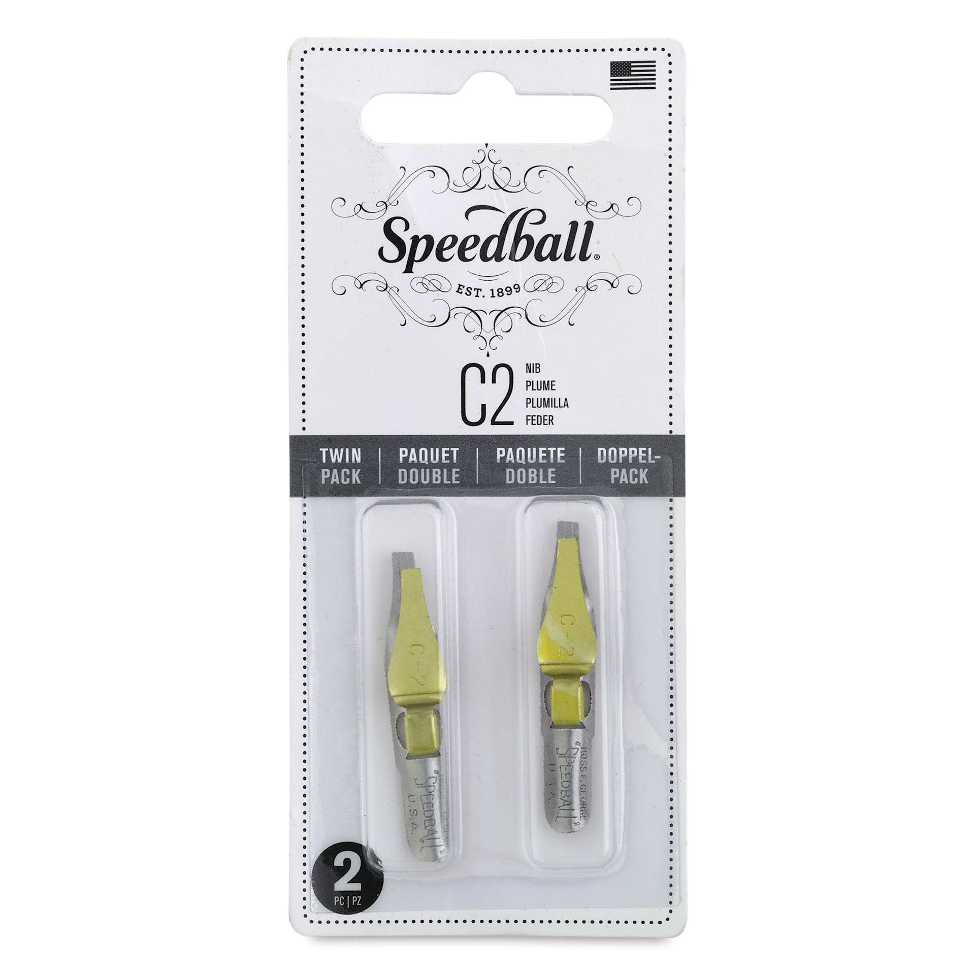 Speedball Broad Edge C-Series Flat Calligraphy Nibs - C2, Pkg of 2, front of the packaging
