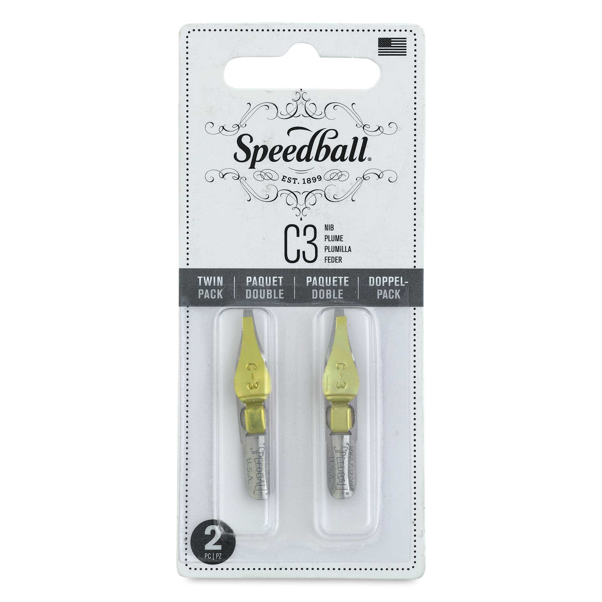 Speedball Broad Edge C-Series Flat Calligraphy Nibs - C3, Pkg of 2, front of the packaging
