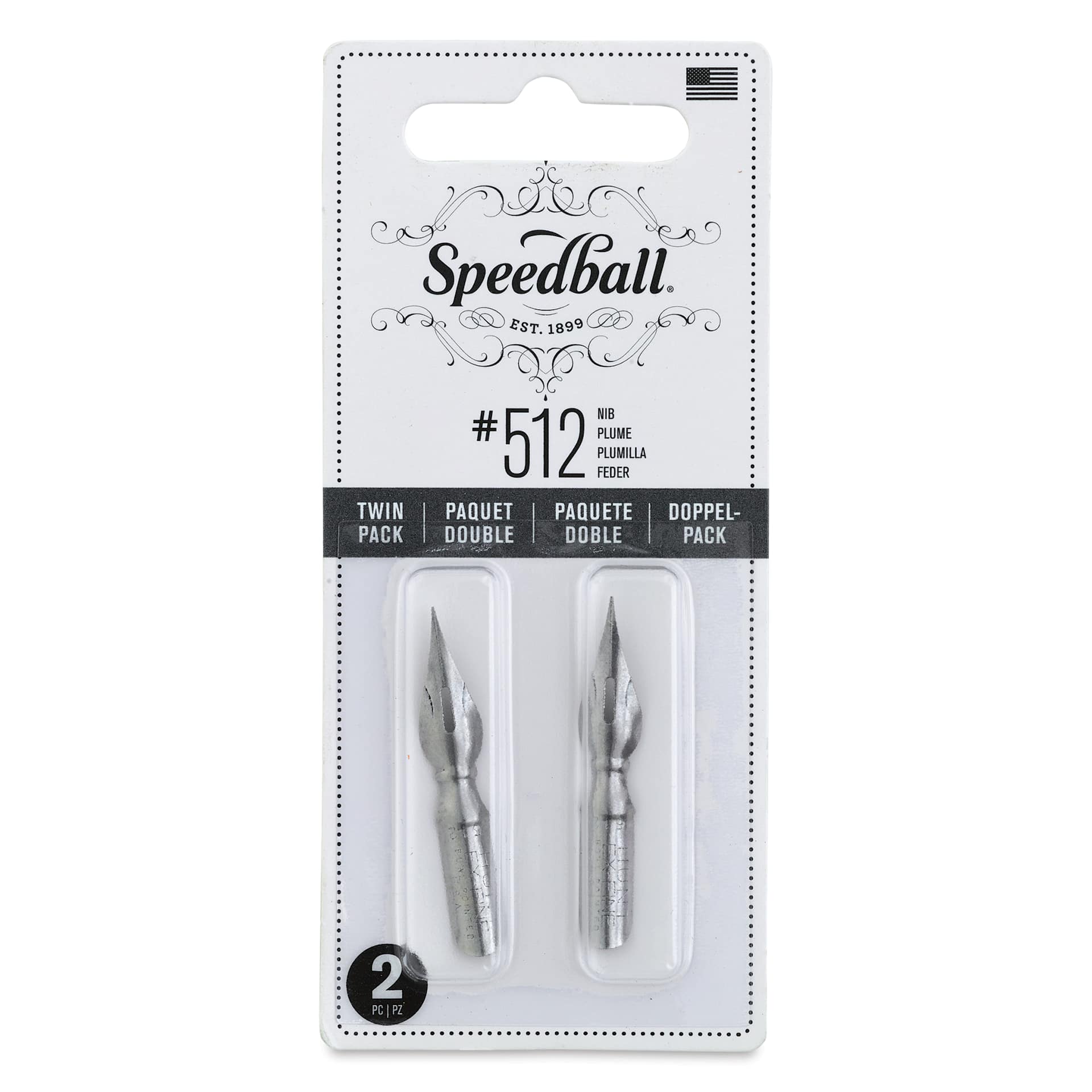 Speedball Hunt Bowl Pointed Dip Pen - Extra Fine, #512, Pkg of 2 Nibs, front of the packaging