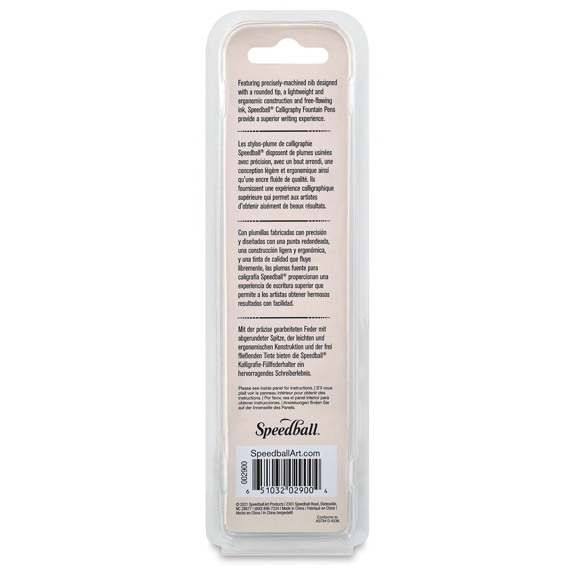Speedball Calligraphy Fountain Pen - Fountain Pen, 1.1mm Tip back of package