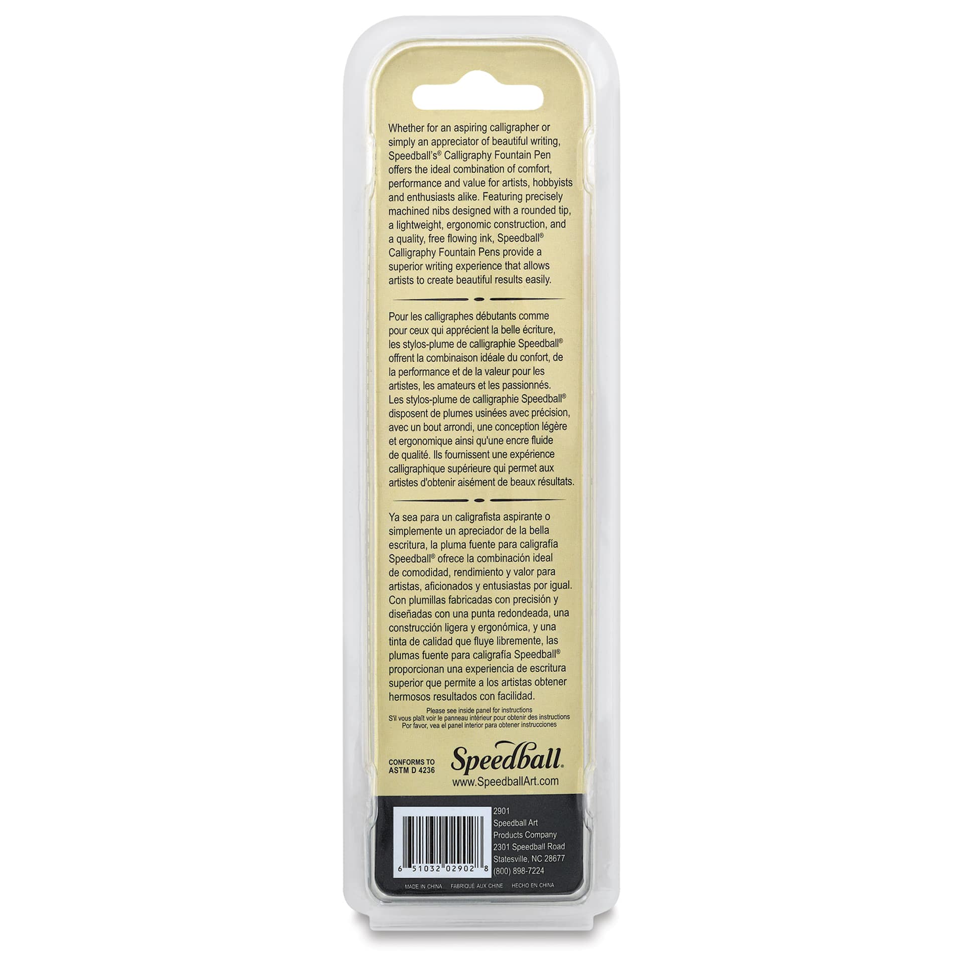 Speedball Calligraphy Fountain Pen - Fountain Pen, 1.9 mm back of package