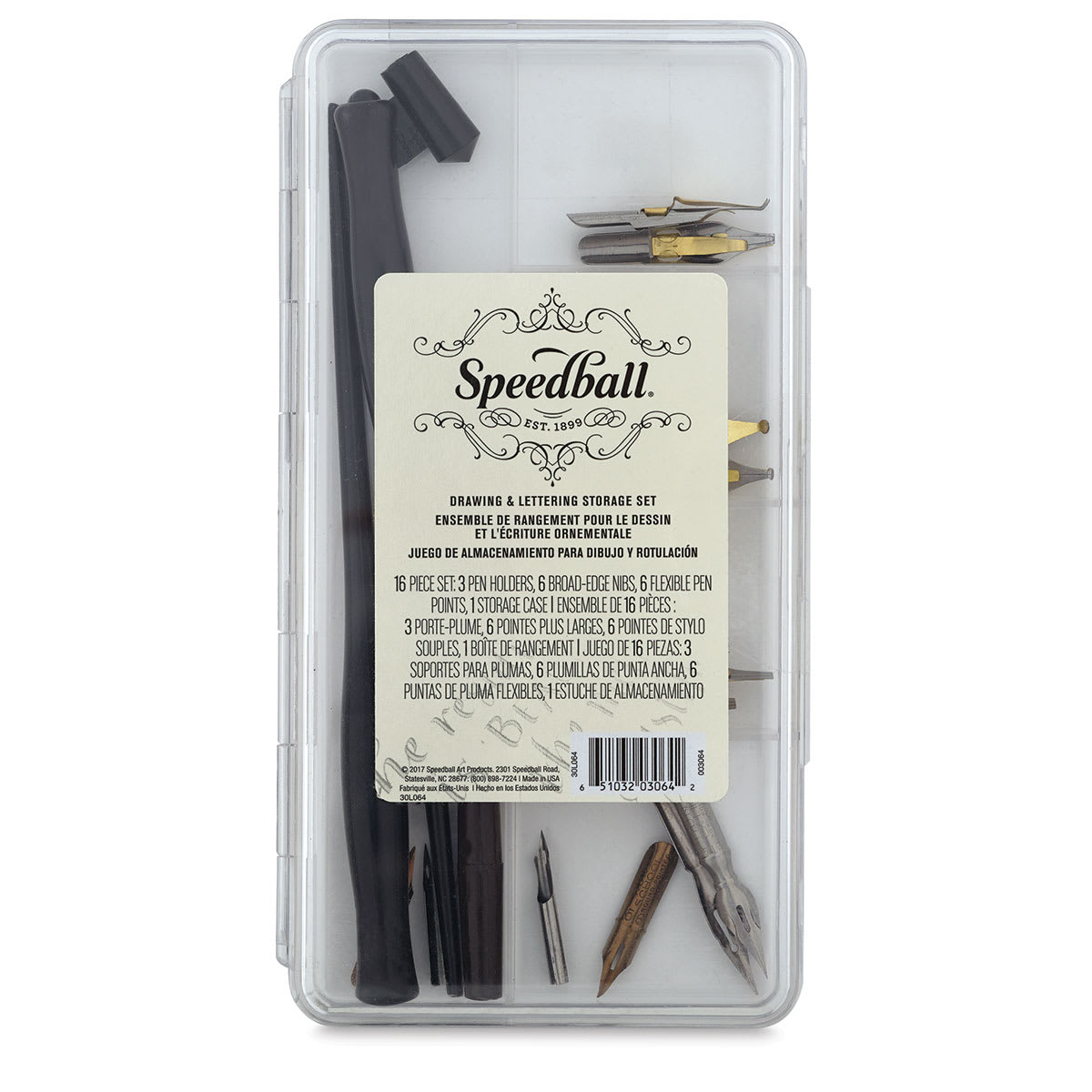 Speedball Calligraphy Storage Set - Drawing and Lettering, front of the storage box