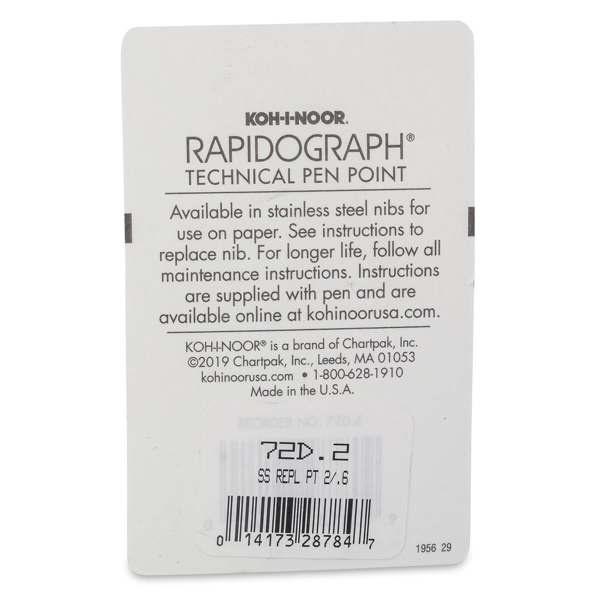 Koh-I-Noor Rapidograph Pen Replacement Point - 2, 0.60 mm Tip back of package