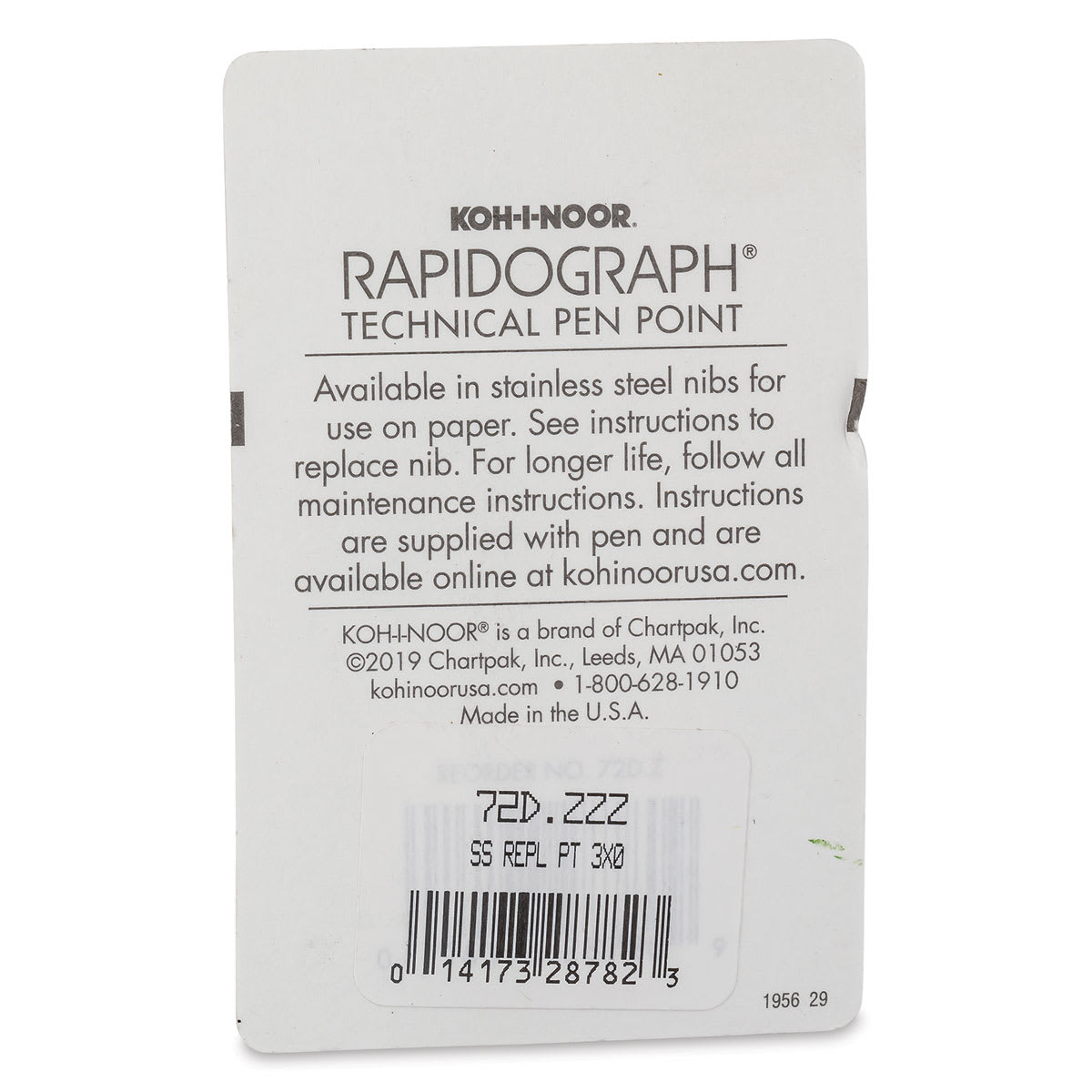 Koh-I-Noor Rapidograph Pen Replacement Point - 3x0, 0.25 mm back of package