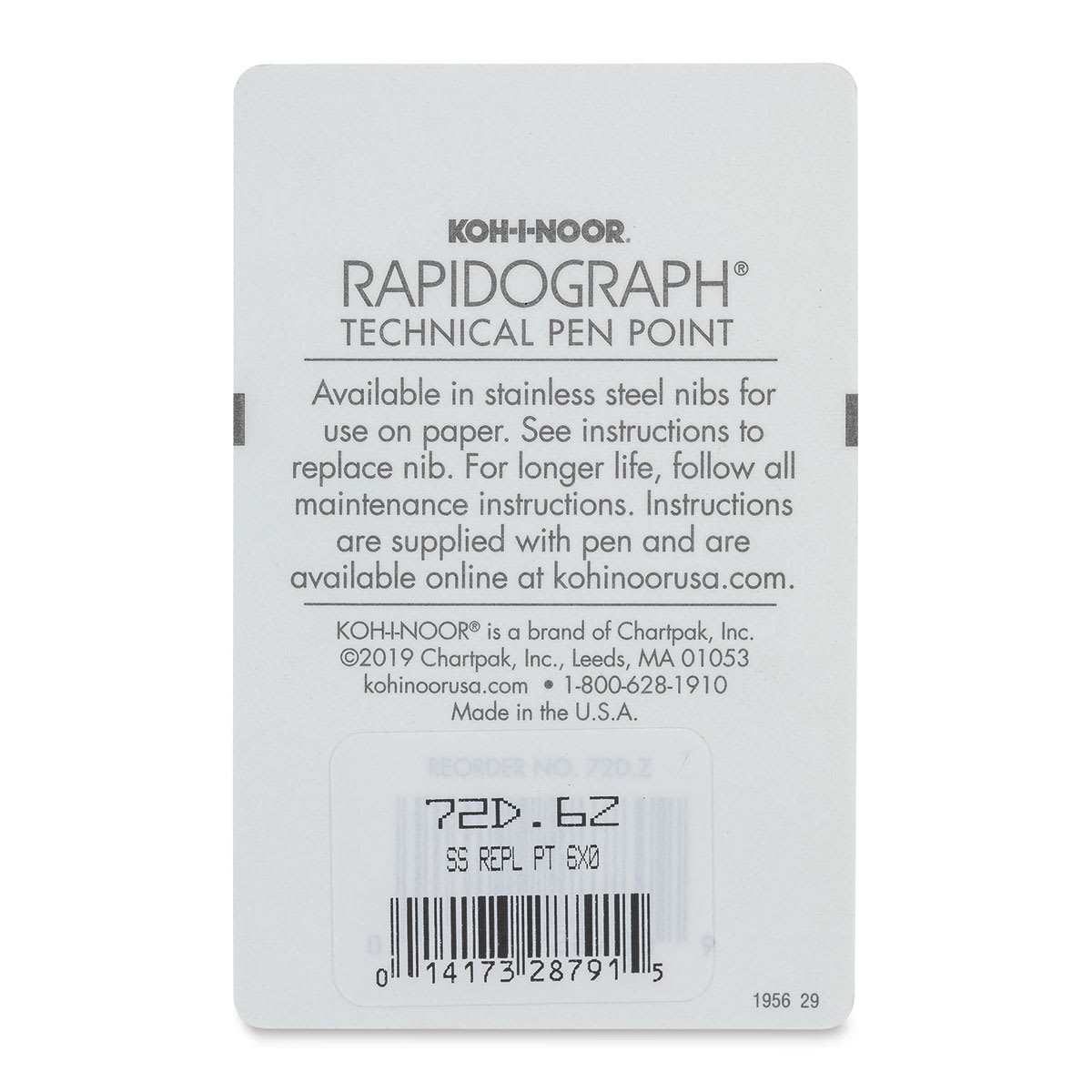 Koh-I-Noor Rapidograph Pen Replacement Point - 6x0, 0.13 mm Tip back of package