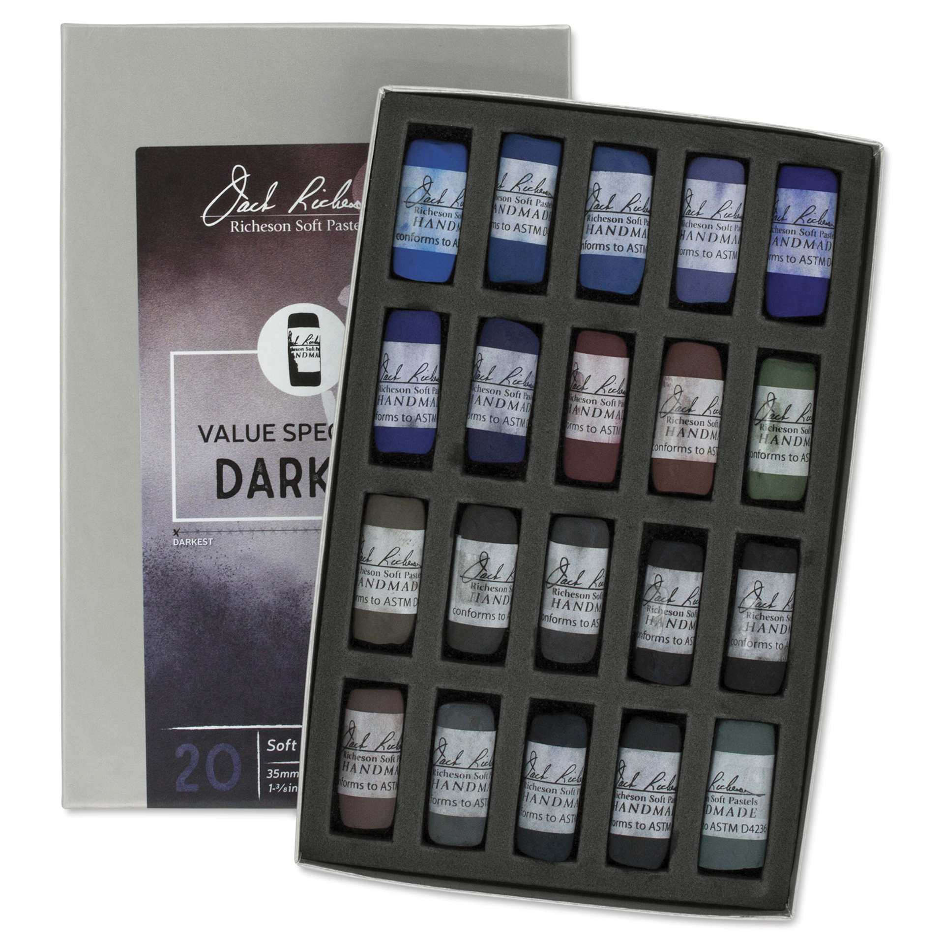 Richeson Soft Handrolled Pastels - Darks 1, Set of 20