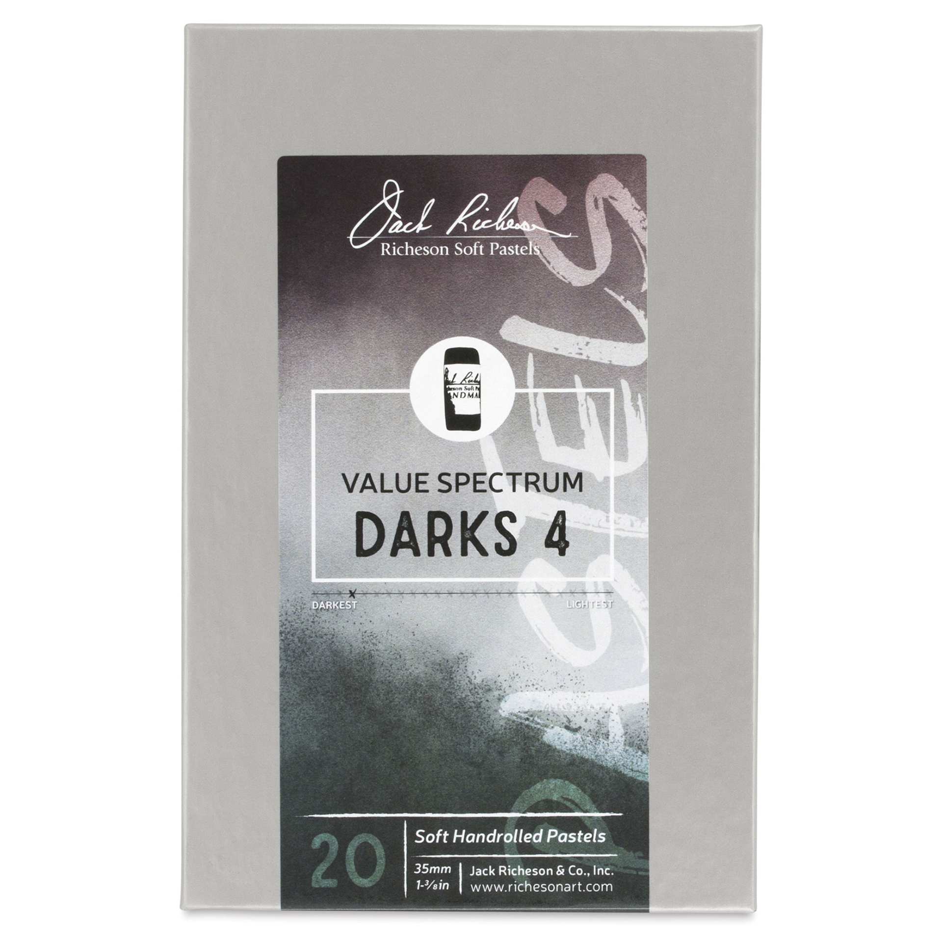 Richeson Soft Handrolled Pastels - Darks 4, Set of 20 - front of packaging