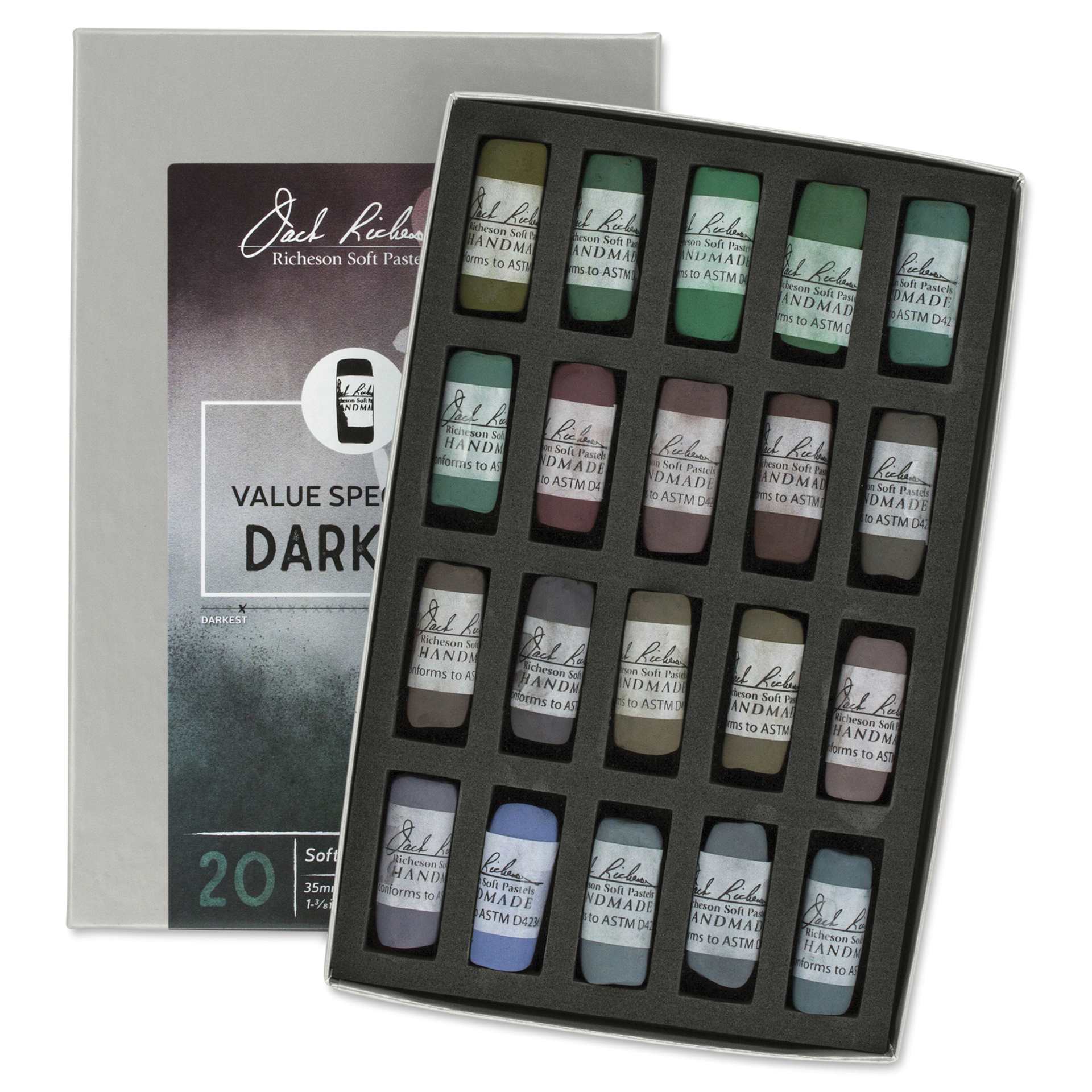 Richeson Soft Handrolled Pastels - Darks 4, Set of 20