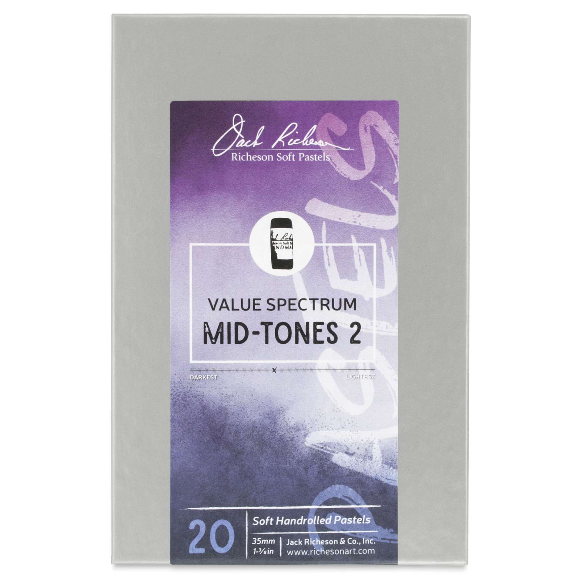 Richeson Soft Handrolled Pastels - Mid Tones 2, Set of 20 - front of packaging