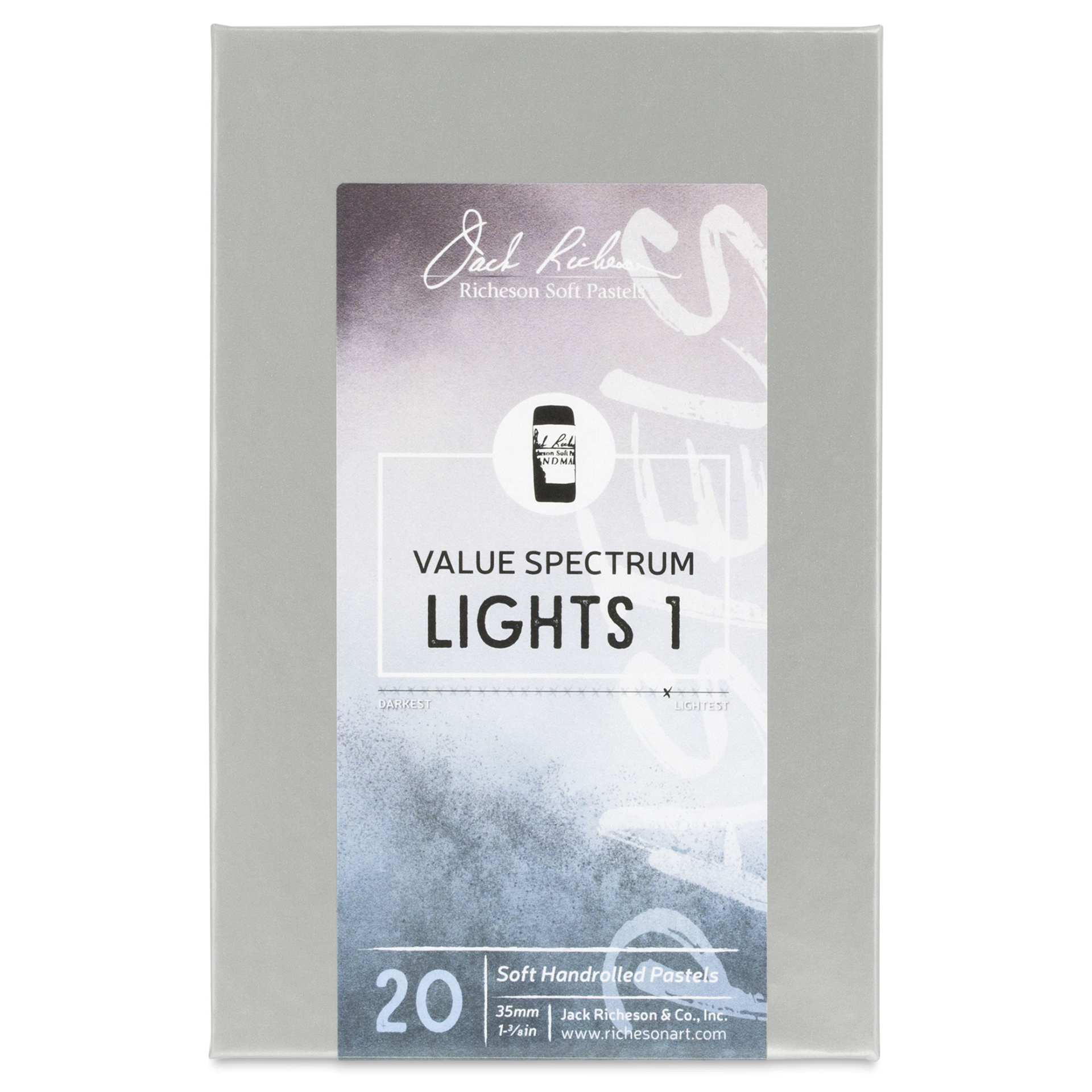 Richeson Soft Handrolled Pastels - Lights 1, Set of 20 - front of packaging