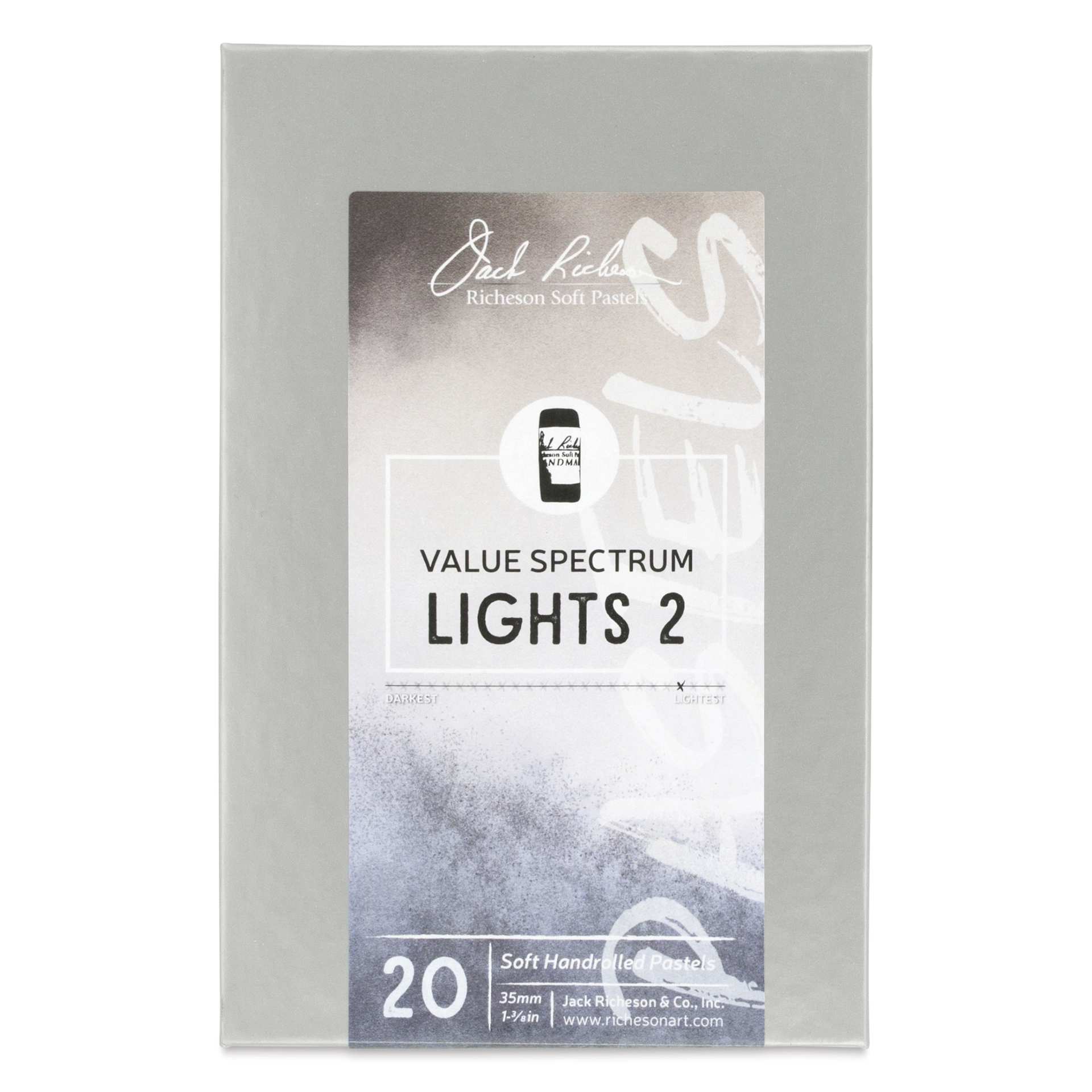 Richeson Soft Handrolled Pastels - Lights 2, Set of 20 - front of packaging
