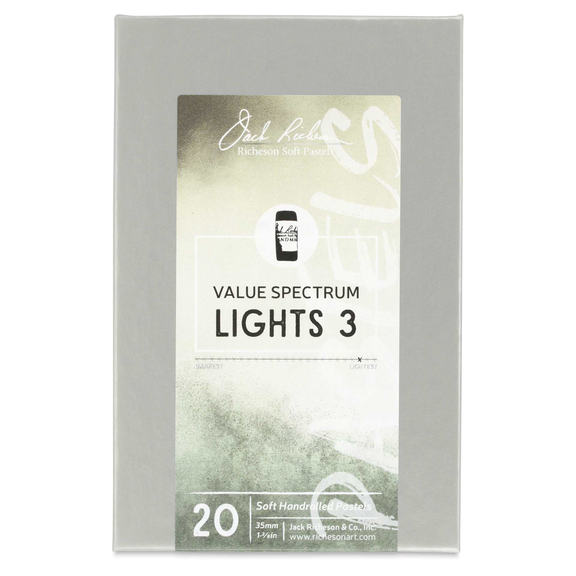 Richeson Soft Handrolled Pastels - Lights 3, Set of 20 - front of packaging