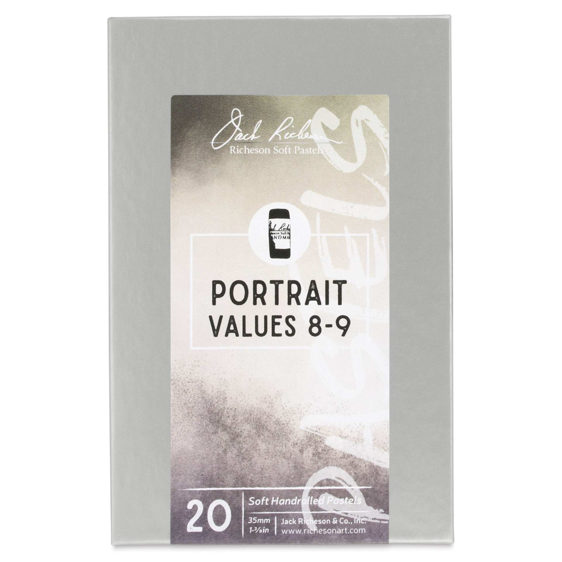 Richeson Soft Handrolled Pastels - Portrait Values 8-9, Set of 20 - front of packaging