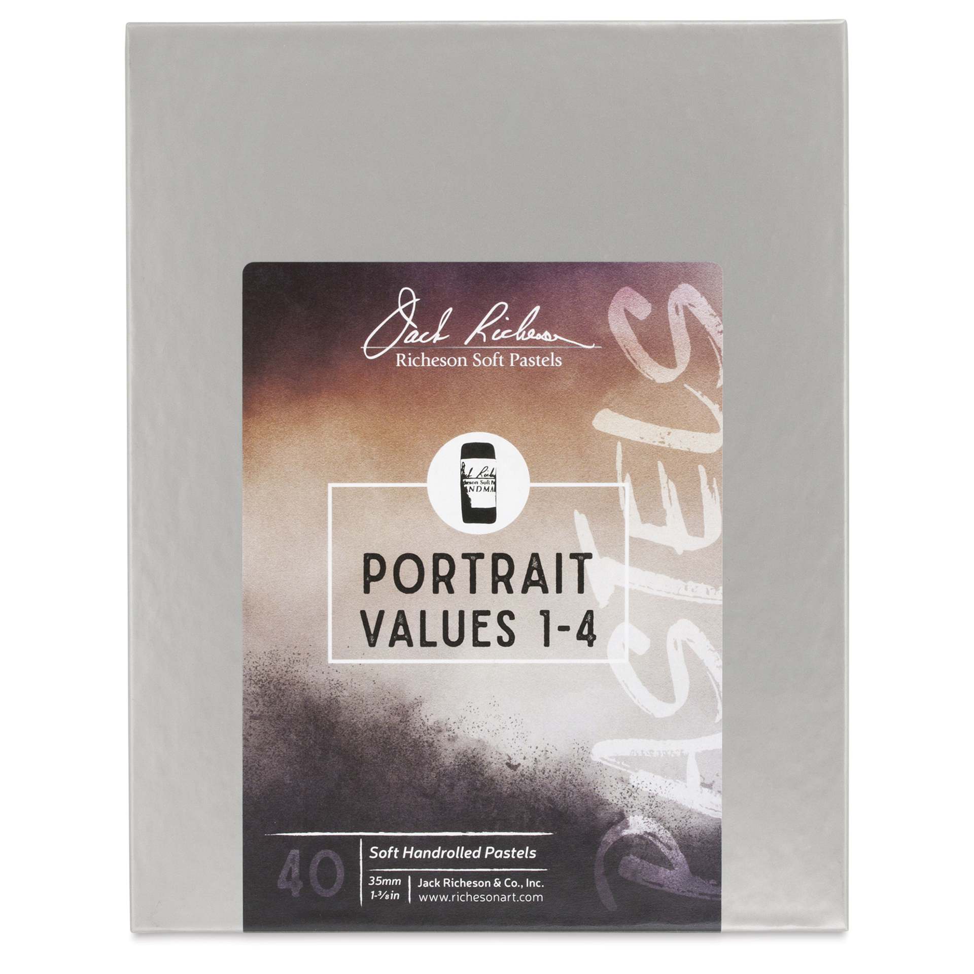 Richeson Soft Handrolled Pastels - Portrait Values 1-4, Set of 40 - front of packaging