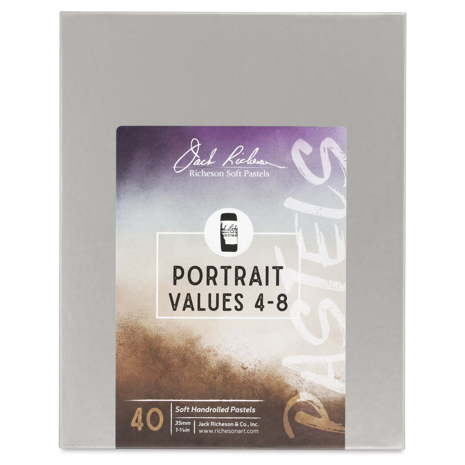 Richeson Soft Handrolled Pastels - Portrait Values 4-8, Set of 40 - front of packaging