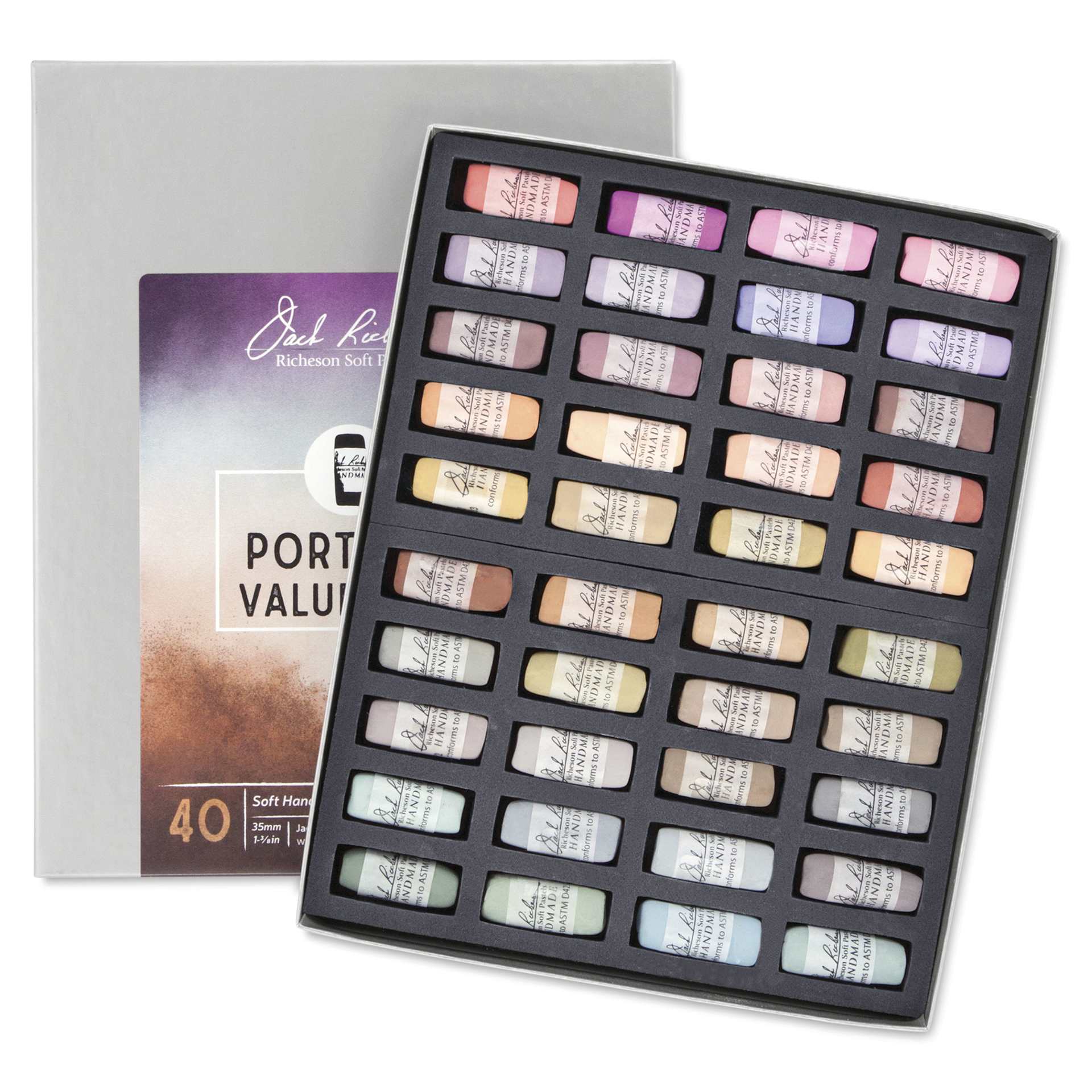 Richeson Soft Handrolled Pastels - Portrait Values 4-8, Set of 40