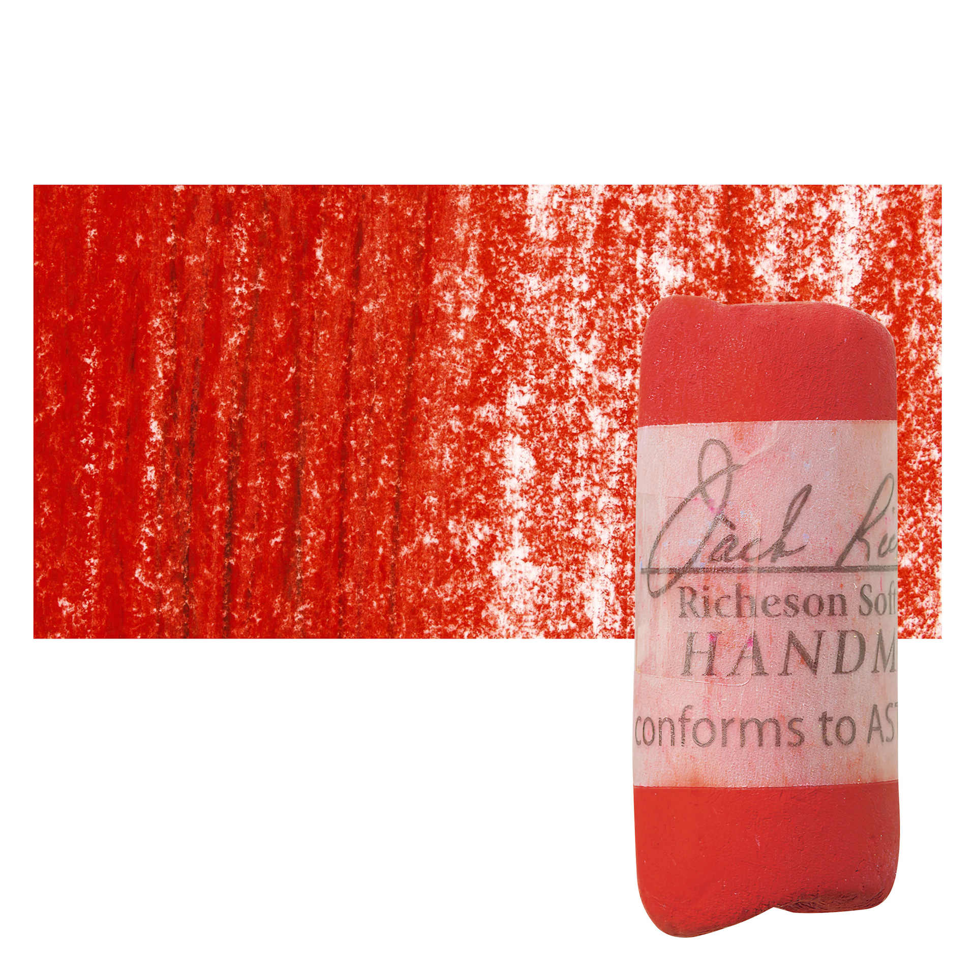 Richeson Soft Handrolled Pastel - Red R46, pastel and swatch