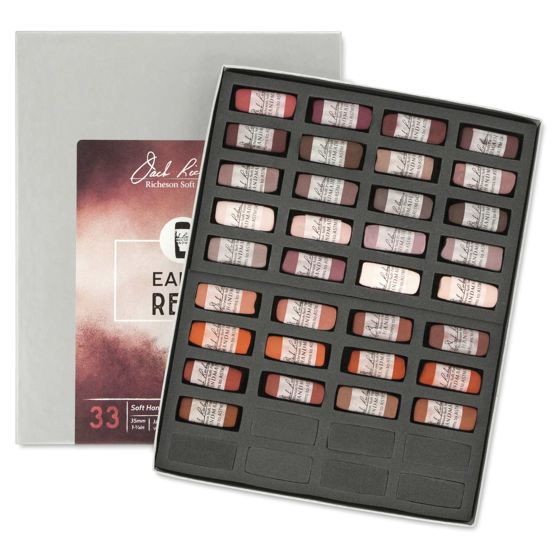 Richeson Soft Handrolled Pastels - Earth Reds, Set of 33