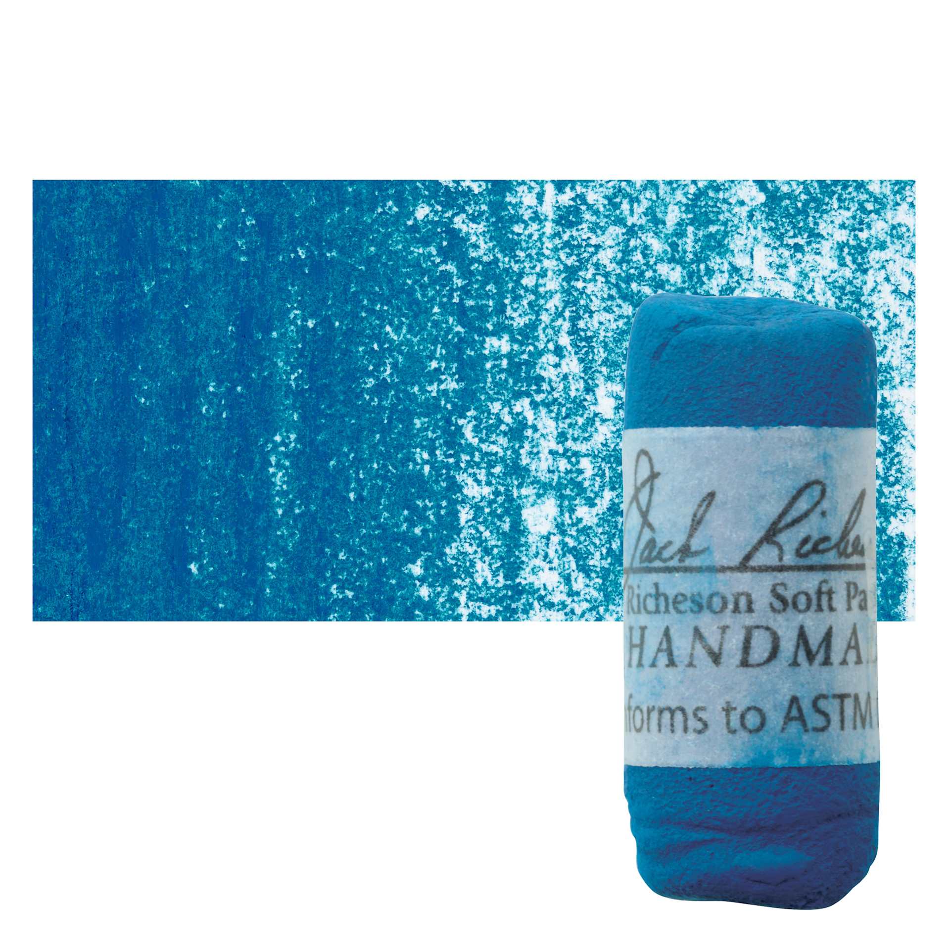 Richeson Soft Handrolled Pastel - Turquoise Blue TB25, pastel and swatch