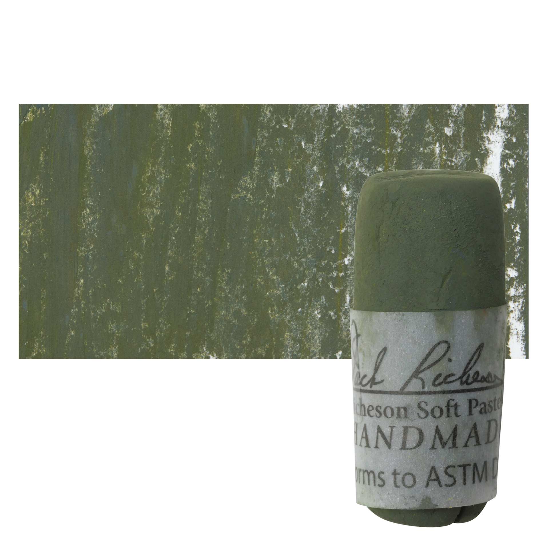 Richeson Soft Handrolled Pastel - Earth Green EG5, pastel and swatch