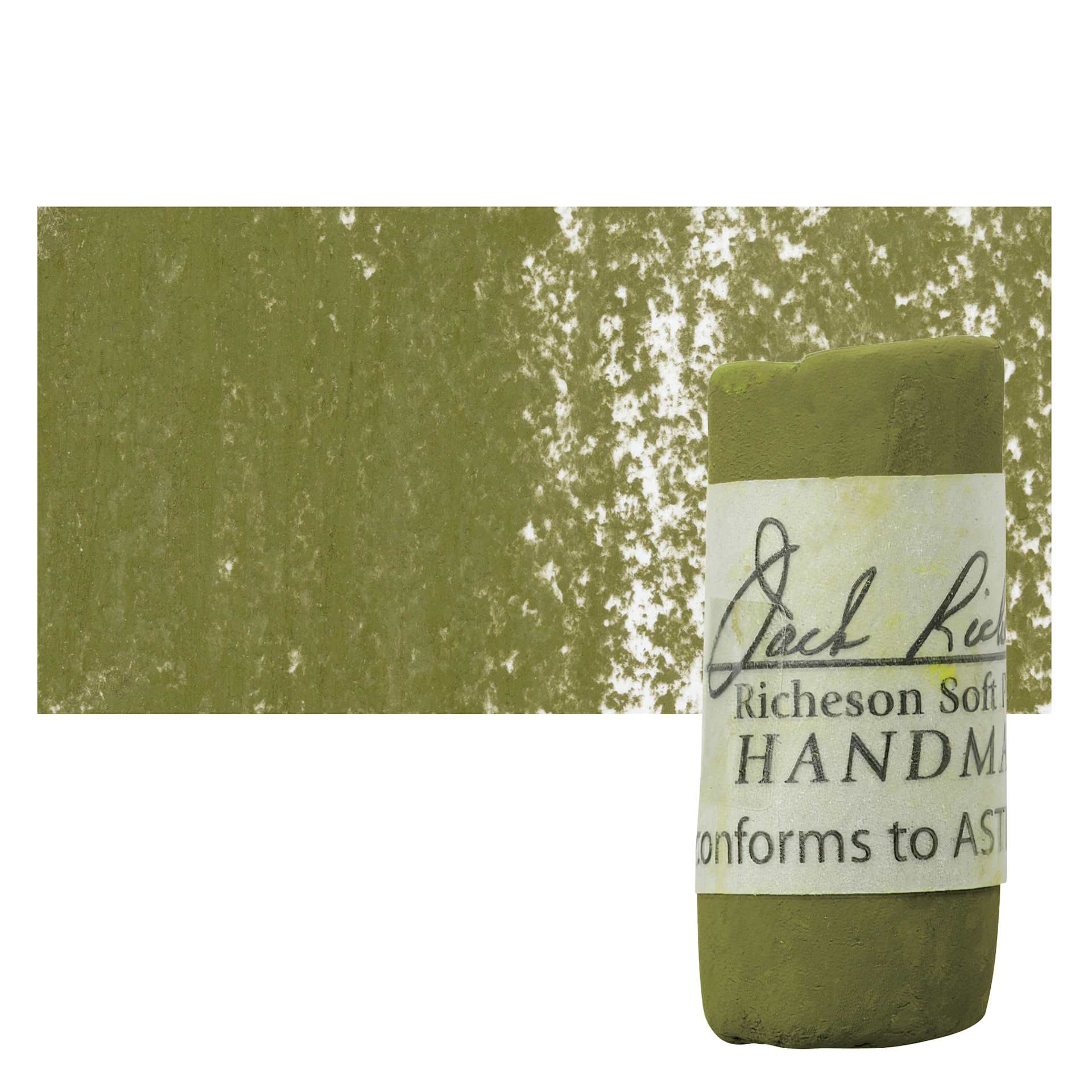Richeson Soft Handrolled Pastel - Earth Green EG22, pastel and swatch