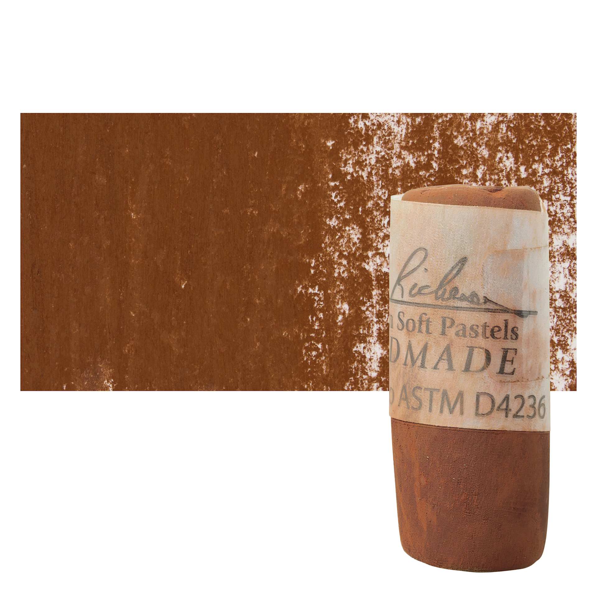 Richeson Soft Handrolled Pastel - Earth Brown EB15, pastel and swatch