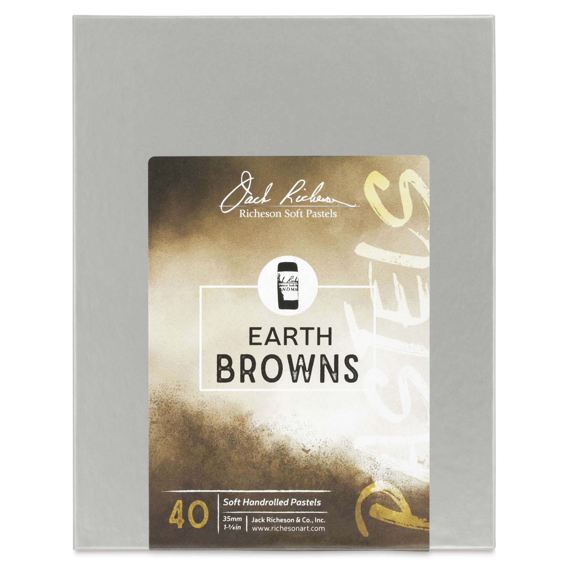 Richeson Soft Handrolled Pastels - Earth Browns, Set of 40 - front of packaging