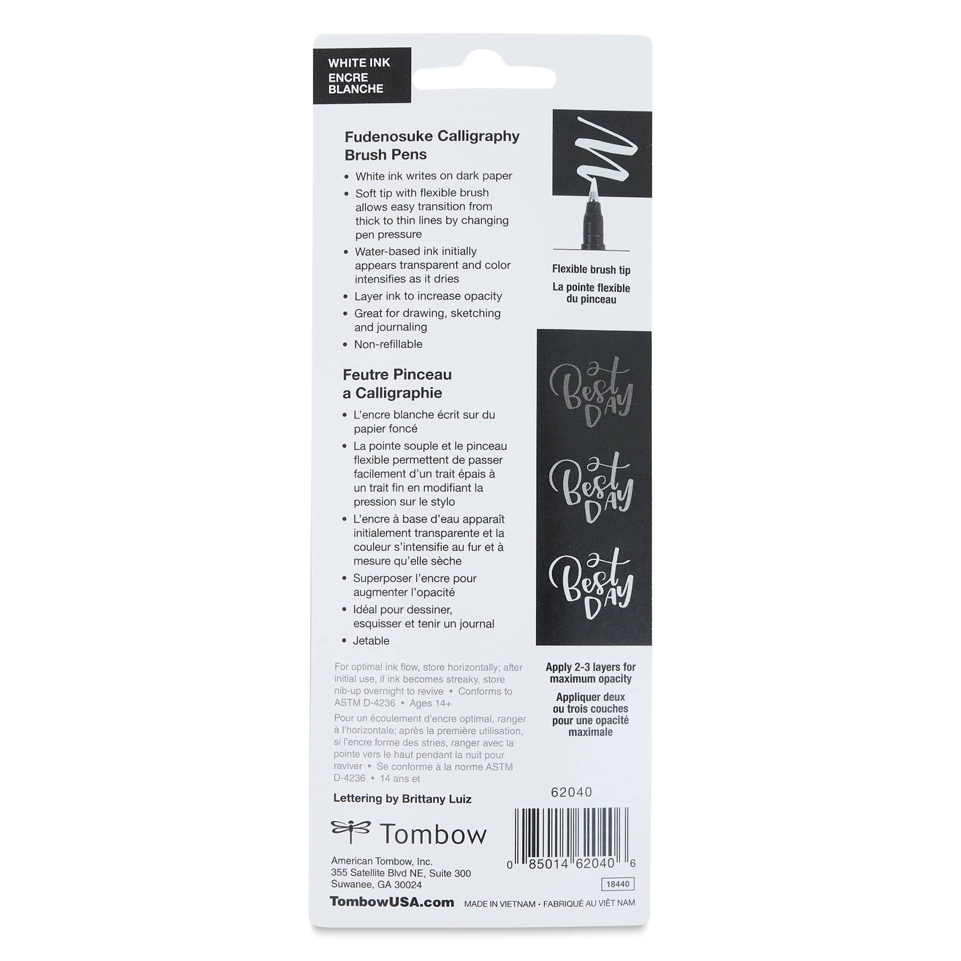 Tombow Fudenosuke Brush Pens - Pkg of 2, White back of package