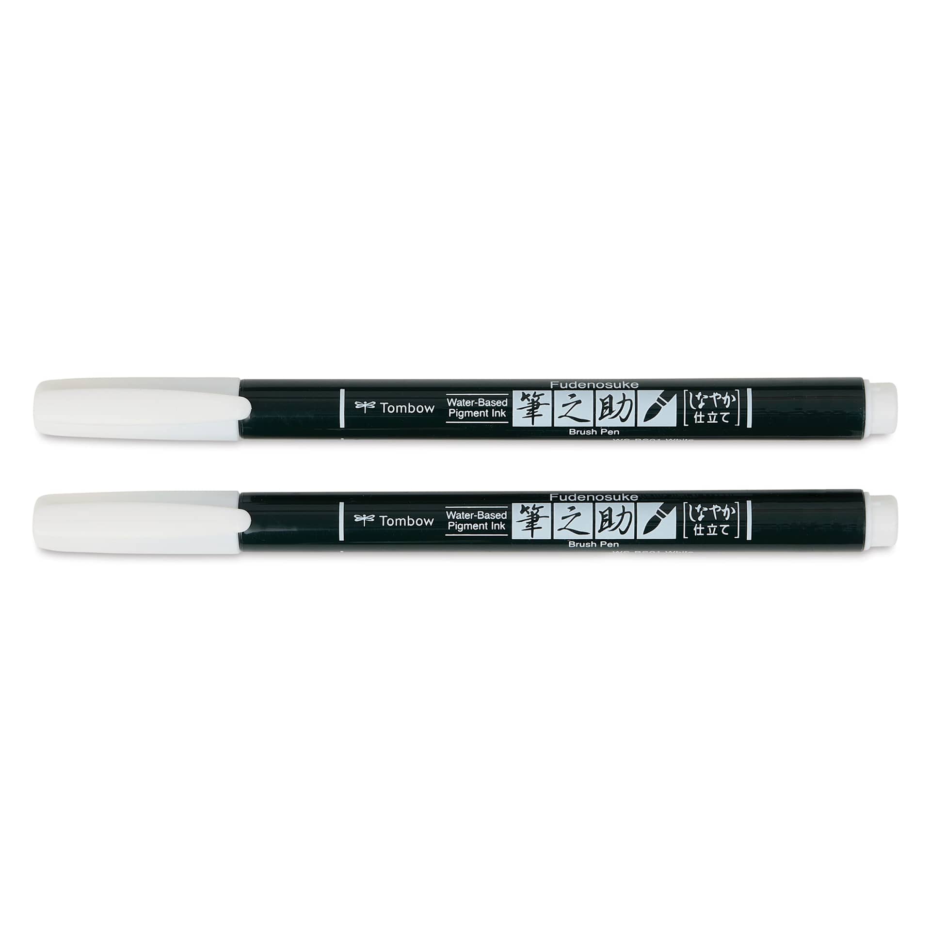 Tombow Fudenosuke Brush Pens - Pkg of 2, White pens out of package
