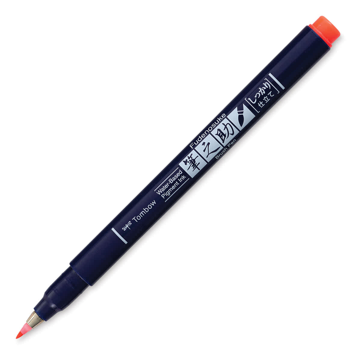 Tombow Fudenosuke Brush Pen - Red Neon, Hard Tip