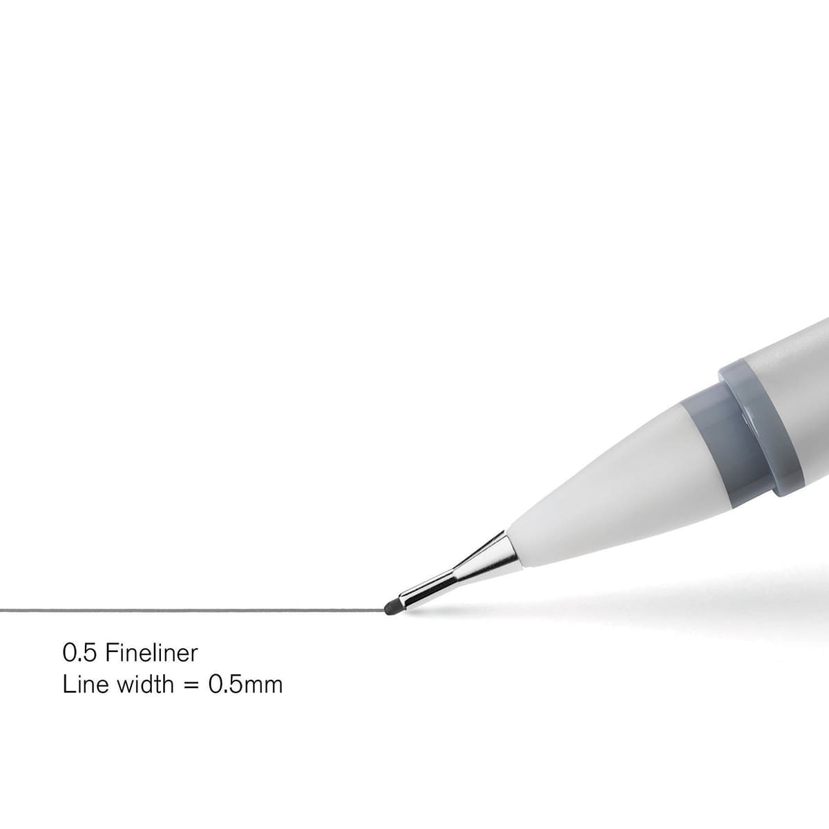 Winsor & Newton Fineliner - Cool Grey, 0.5 mm, close-up displaying line width