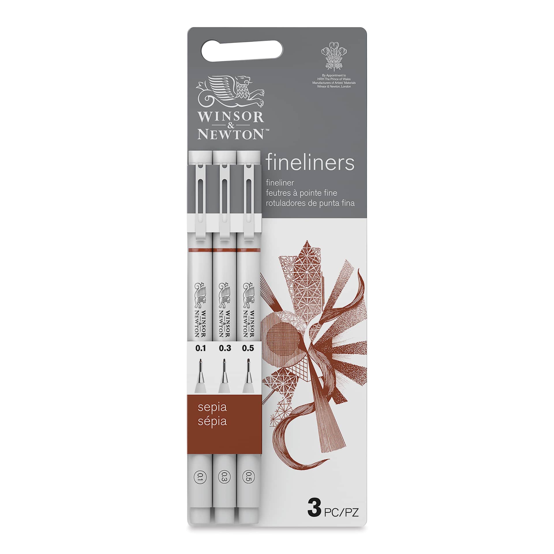 Winsor & Newton Fineliner - Sepia, Set of 3, front of the packaging