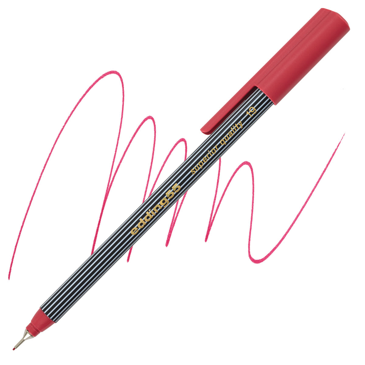 Edding 55 Fineliner Pen - Carmine Red, 0.3mm pen and swatch