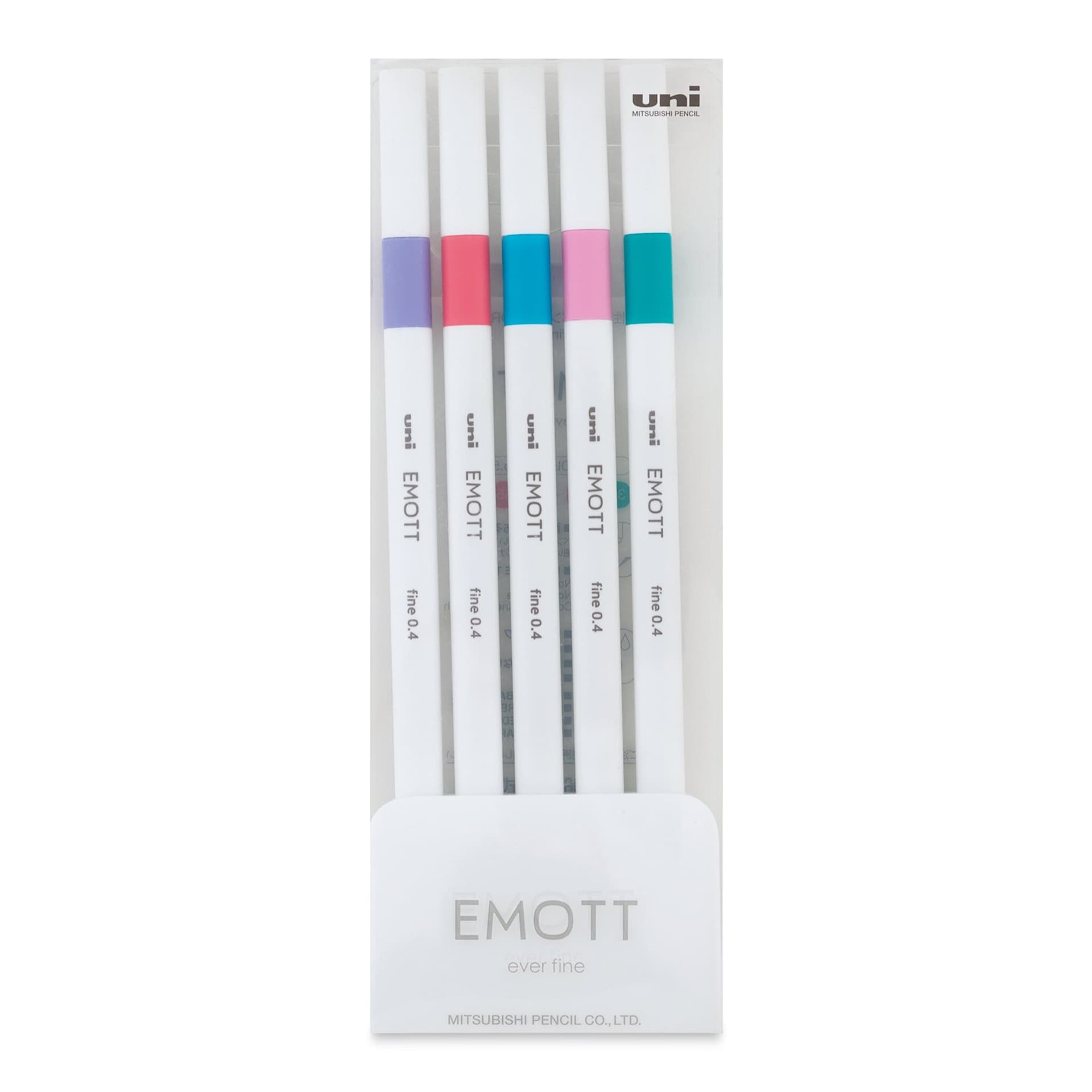 Uni Emott Fineliners - Set of 5, Candy Pop Colors (front of package)