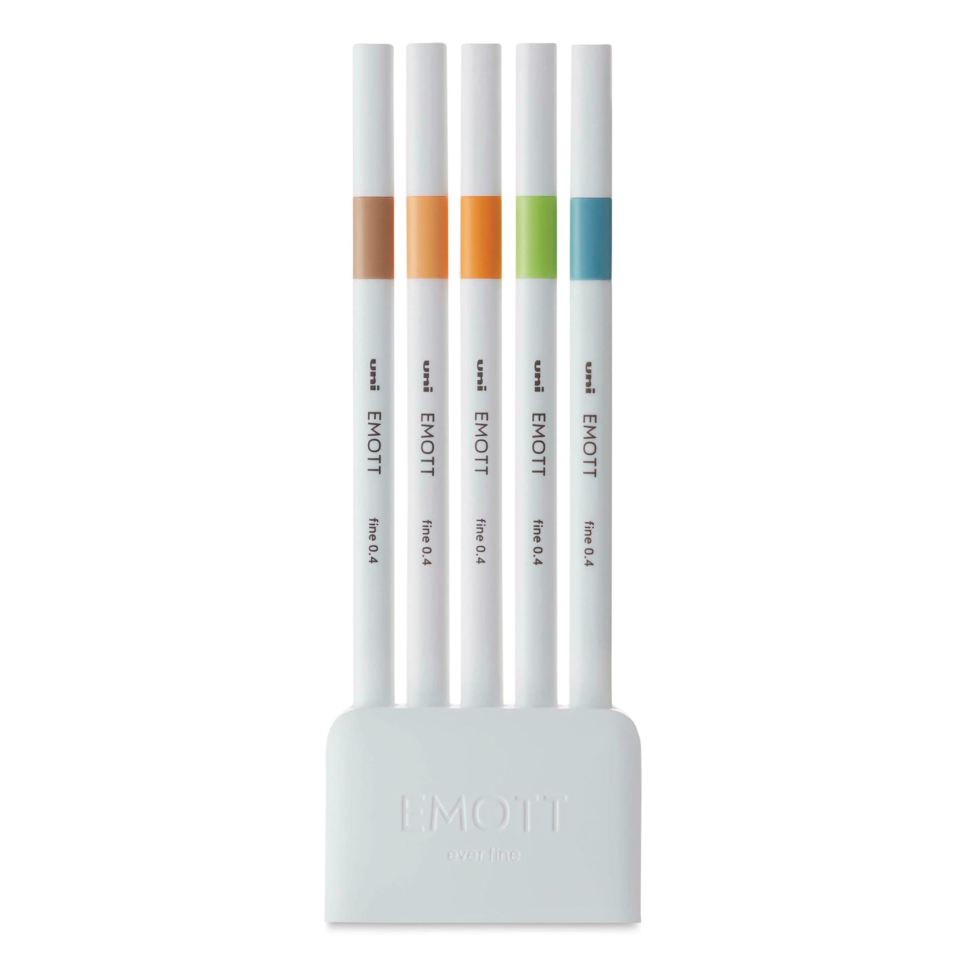 Uni Emott Fineliners - Set of 5, Nature Colors (out of package)