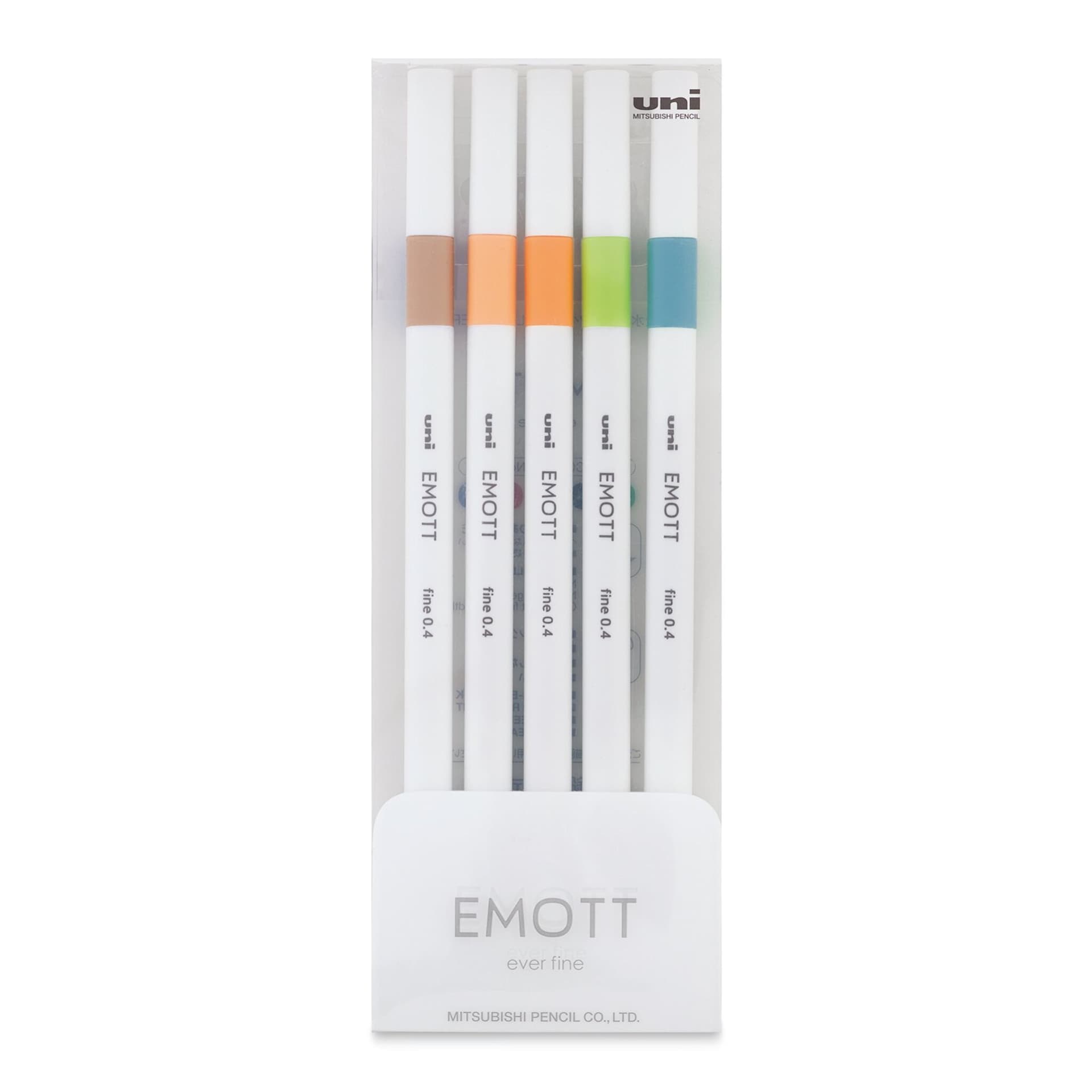 Uni Emott Fineliners - Set of 5, Nature Colors (front of package)