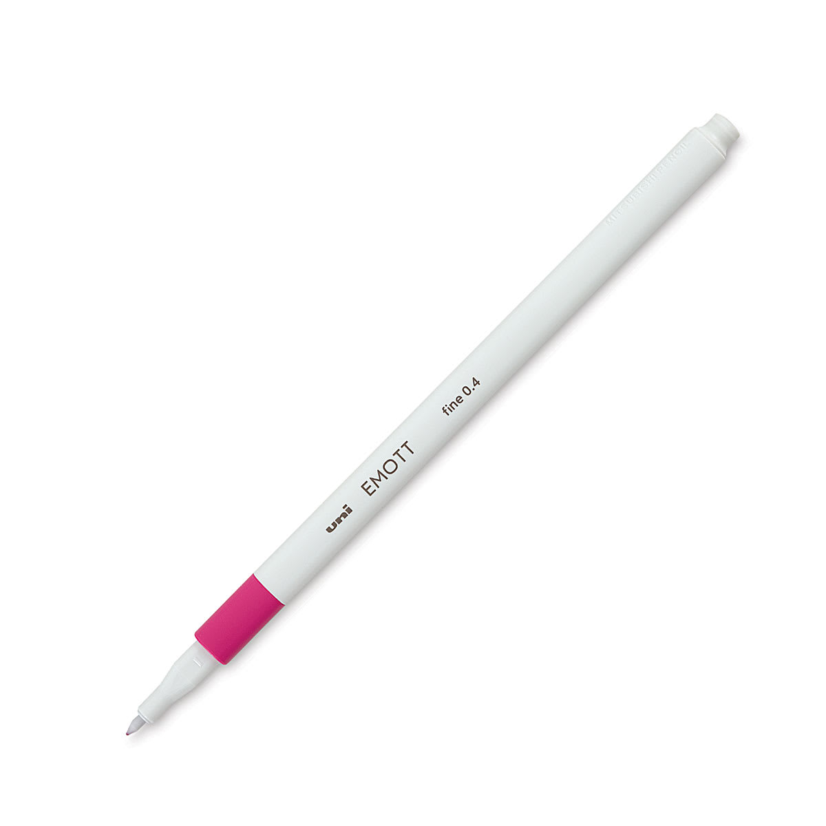 Uni Emott Fineliner Sets - Single uncapped pink pen shown at angle Uni Emott Fineliner Sets - Single uncapped pink pen shown at angle