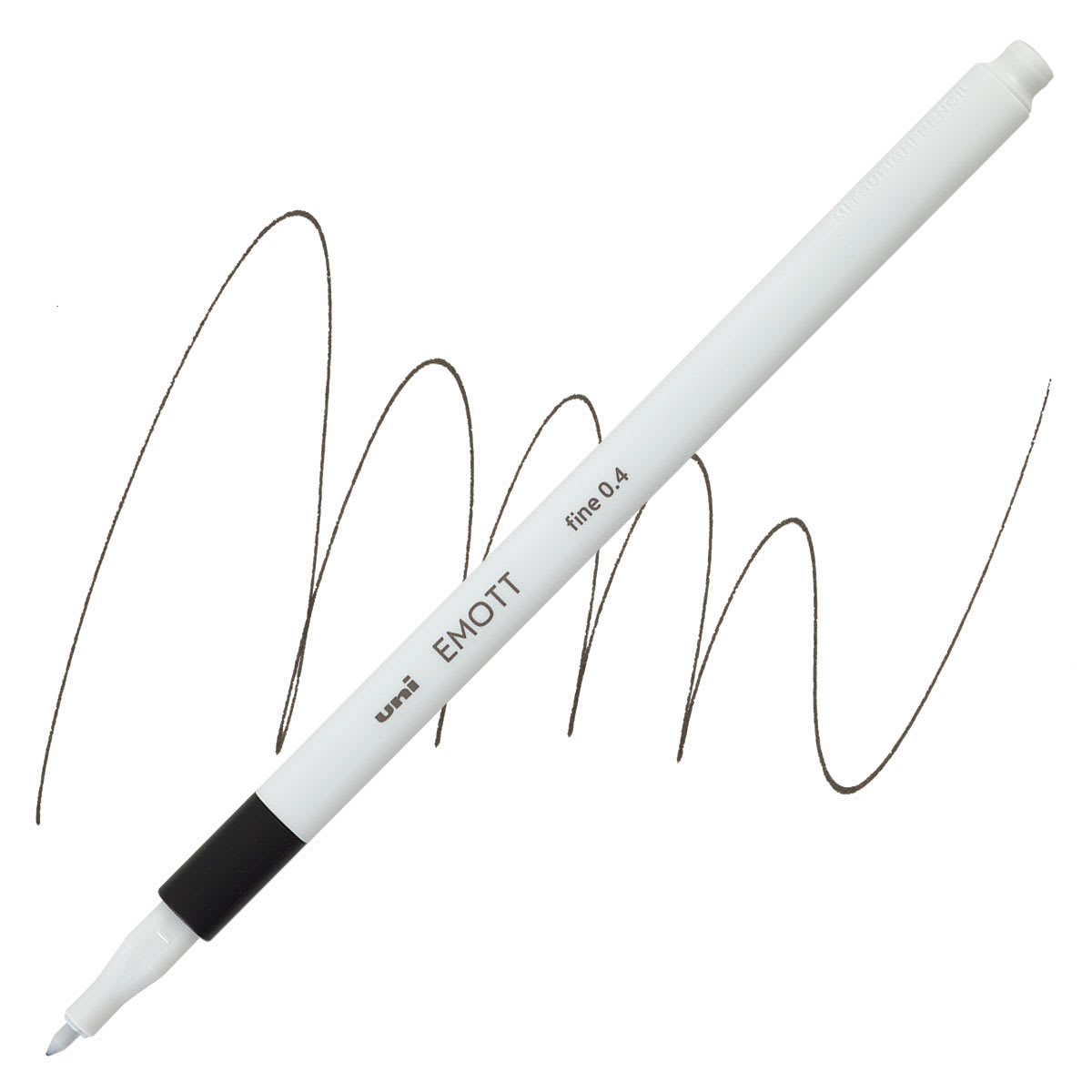 Uni Emott Fineliner - Black pen and swatch