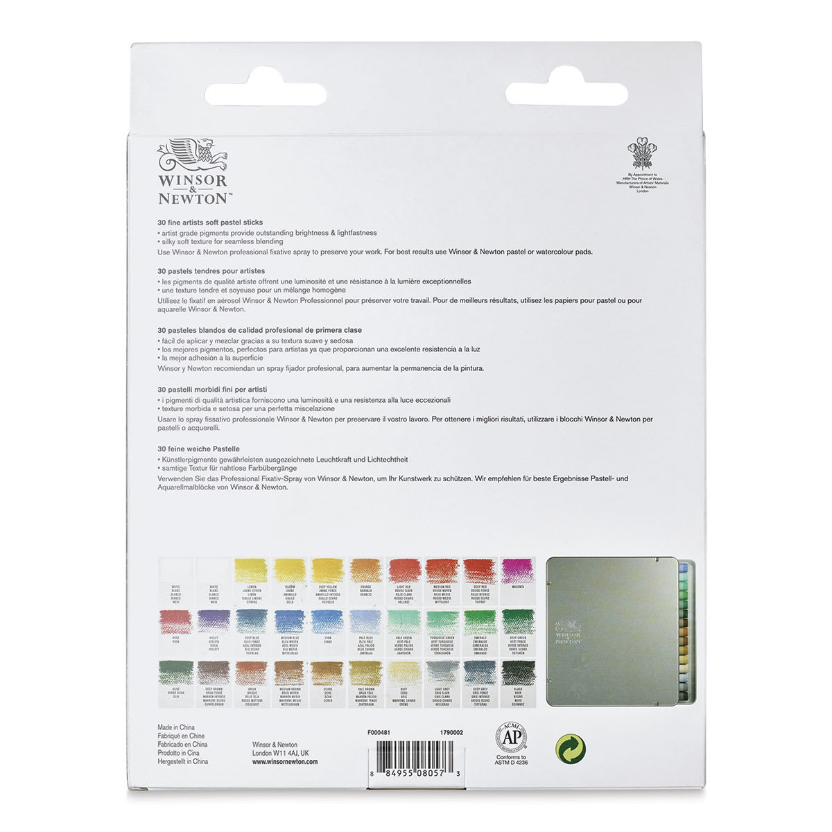 Winsor & Newton Soft Pastel Set - Set of 30, Back Of Package