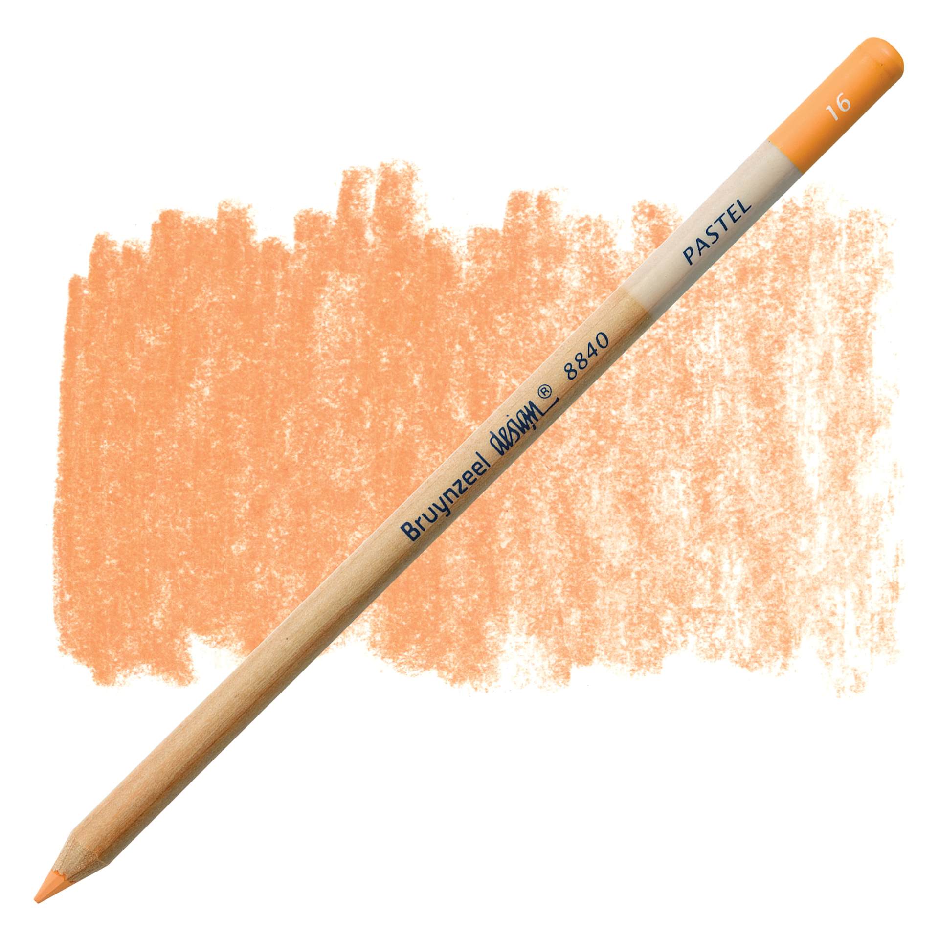 Bruynzeel Design Pastel Pencil - Mid Orange, 16 pastel pencil and swatch