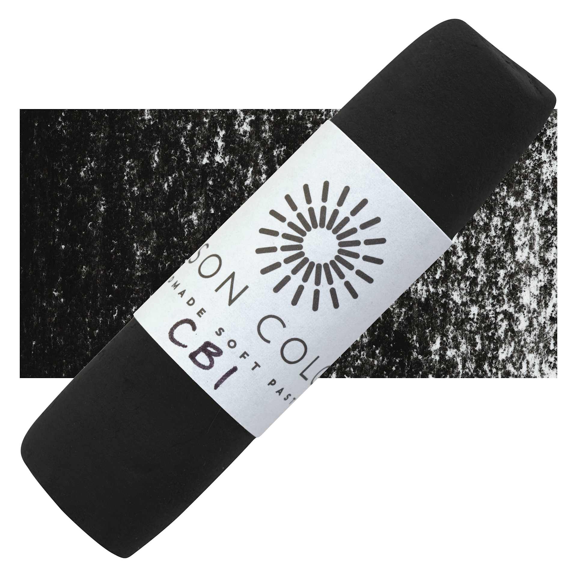 Unison Large Soft Pastel - Carbon Black 1 pastel and swatch