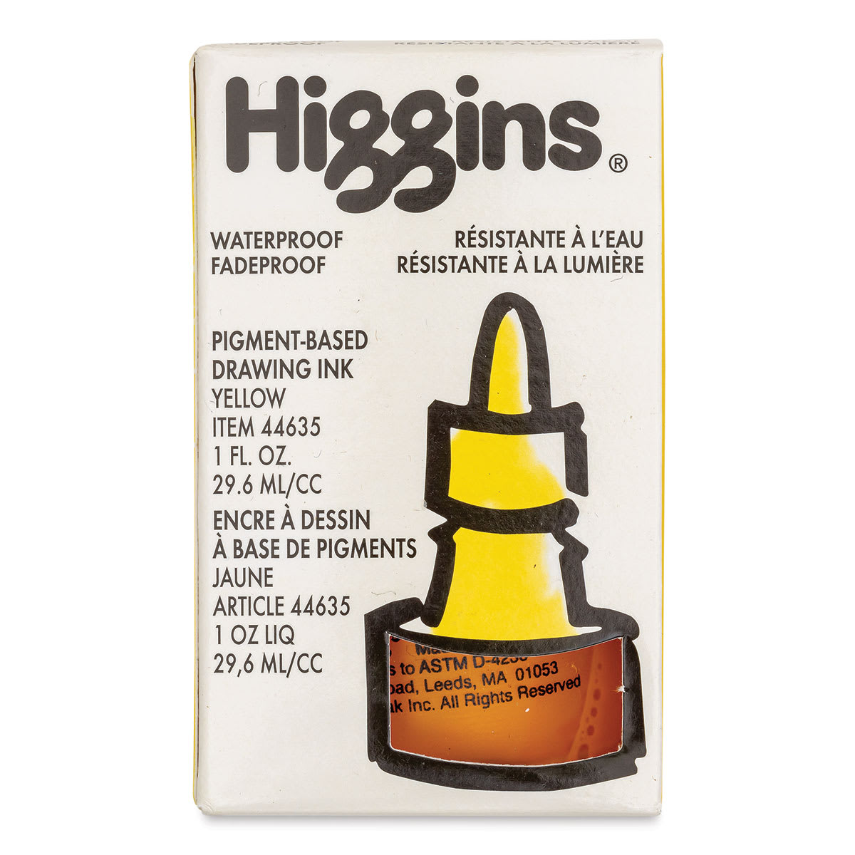 Higgins Drawing Ink - 1 oz, Yellow, front of the packaging
