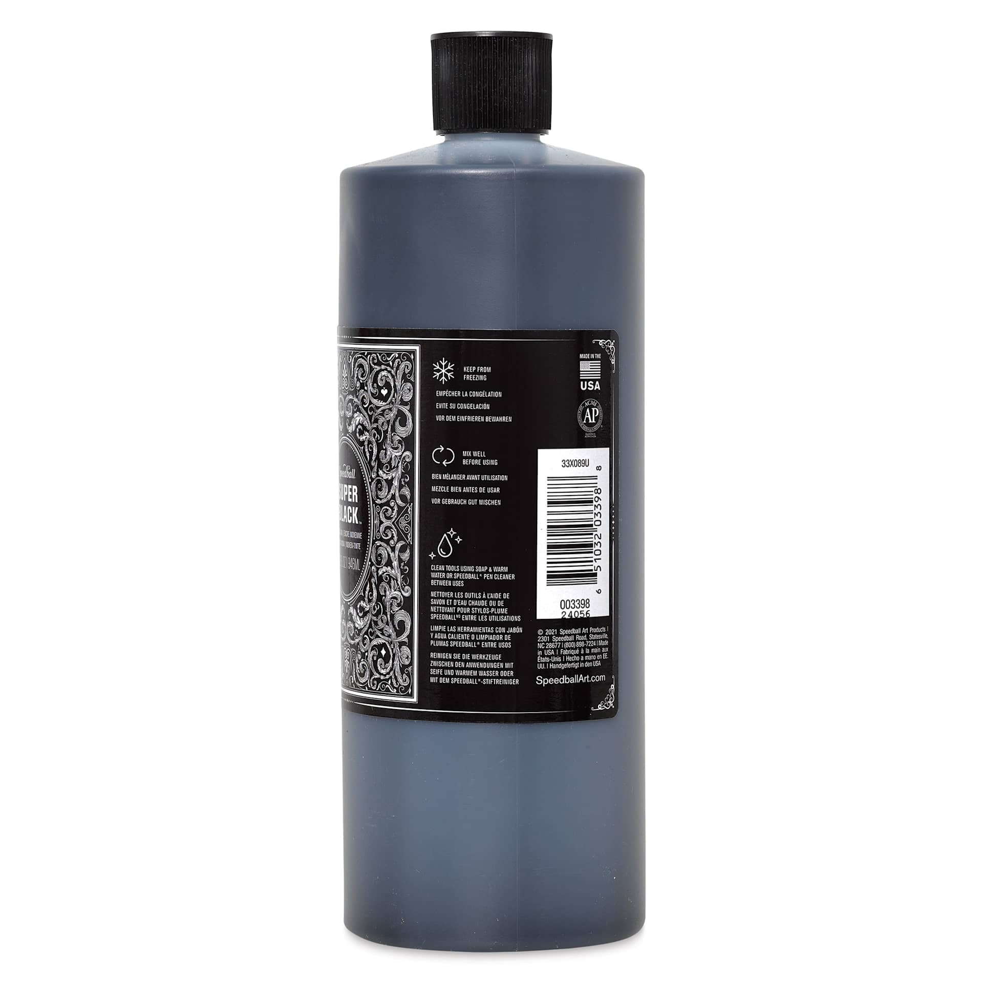 Speedball Super Black Waterproof India Ink - Quart right side