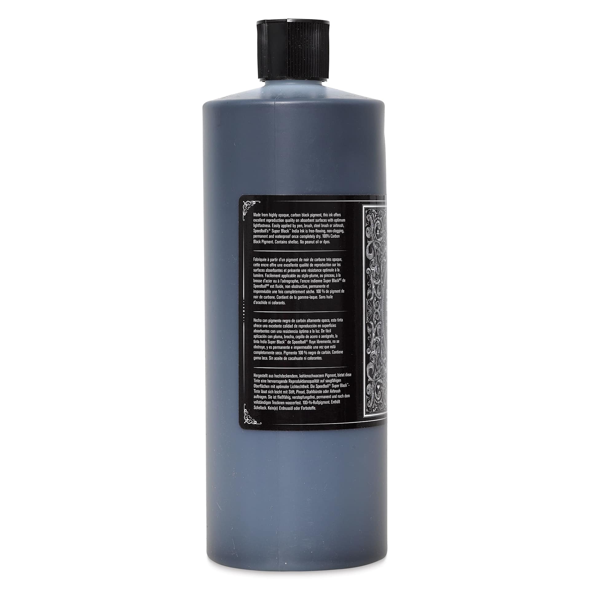 Speedball Super Black Waterproof India Ink - Quart left side