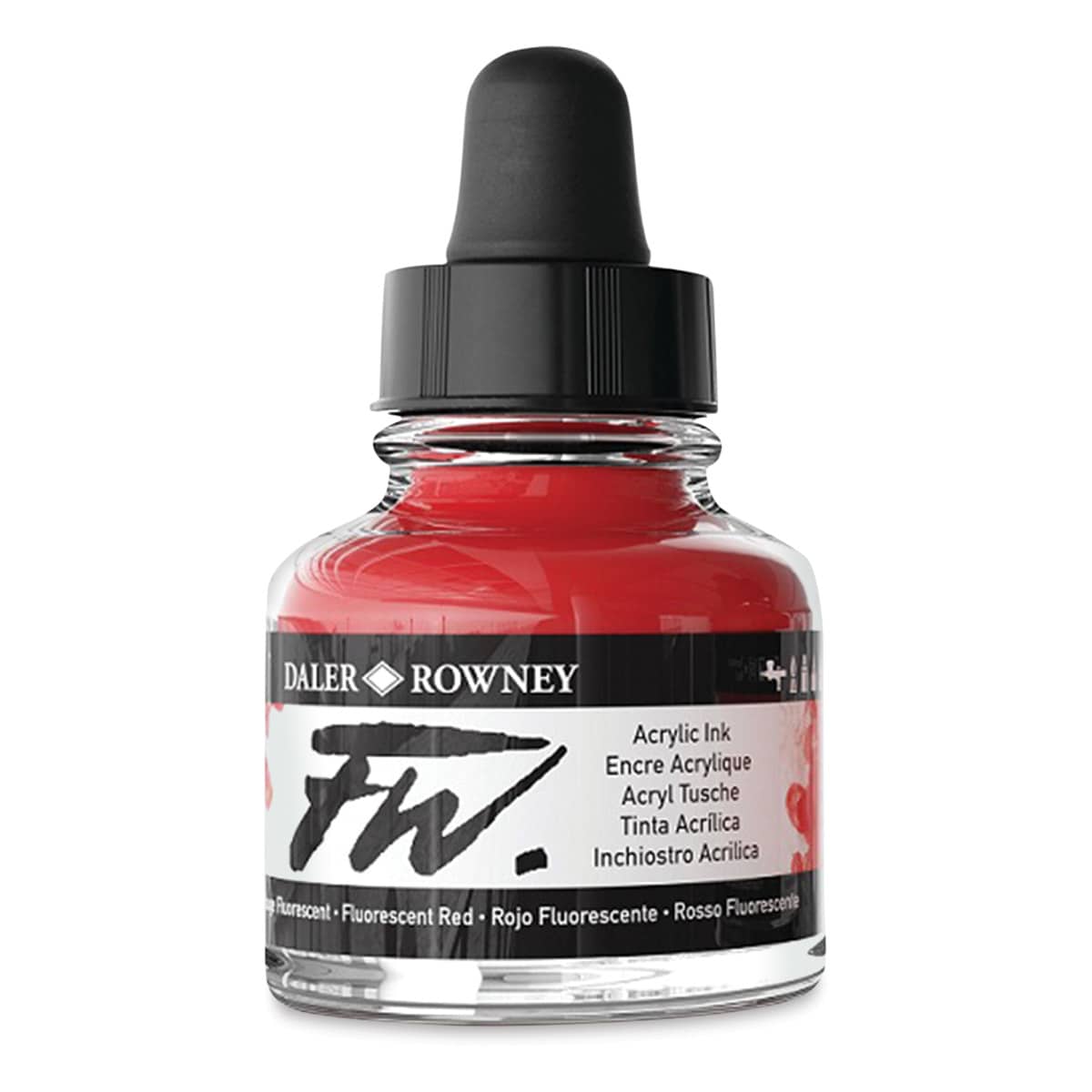 Daler-Rowney FW Acrylic Water-Resistant Artists Ink - 1 oz, Fluorescent Red side