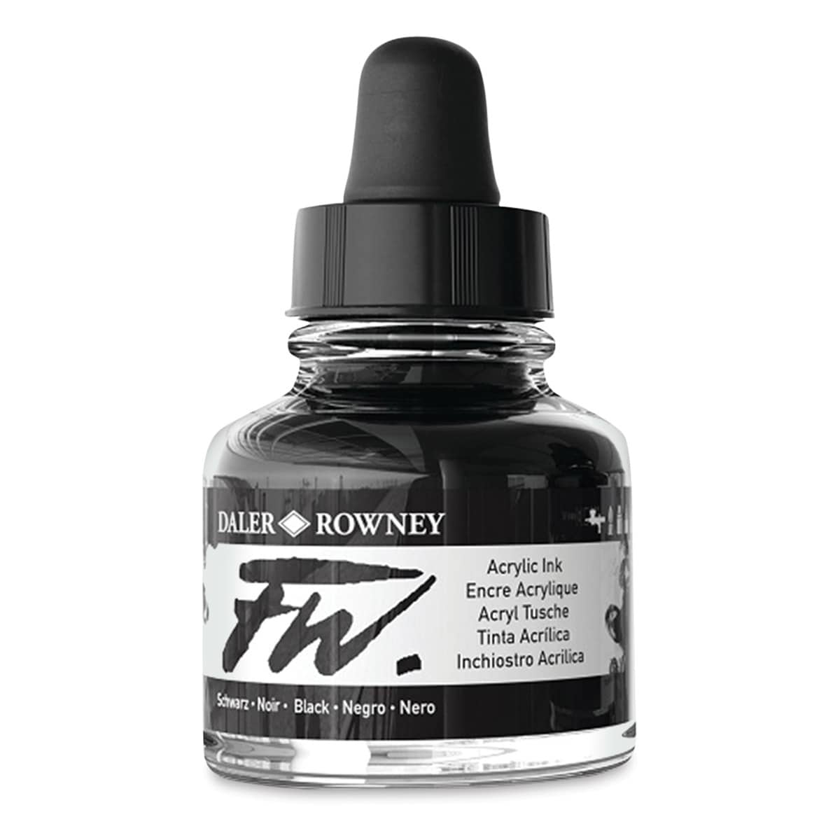Daler-Rowney FW Acrylic Water-Resistant Artists Ink - 1 oz, Black side