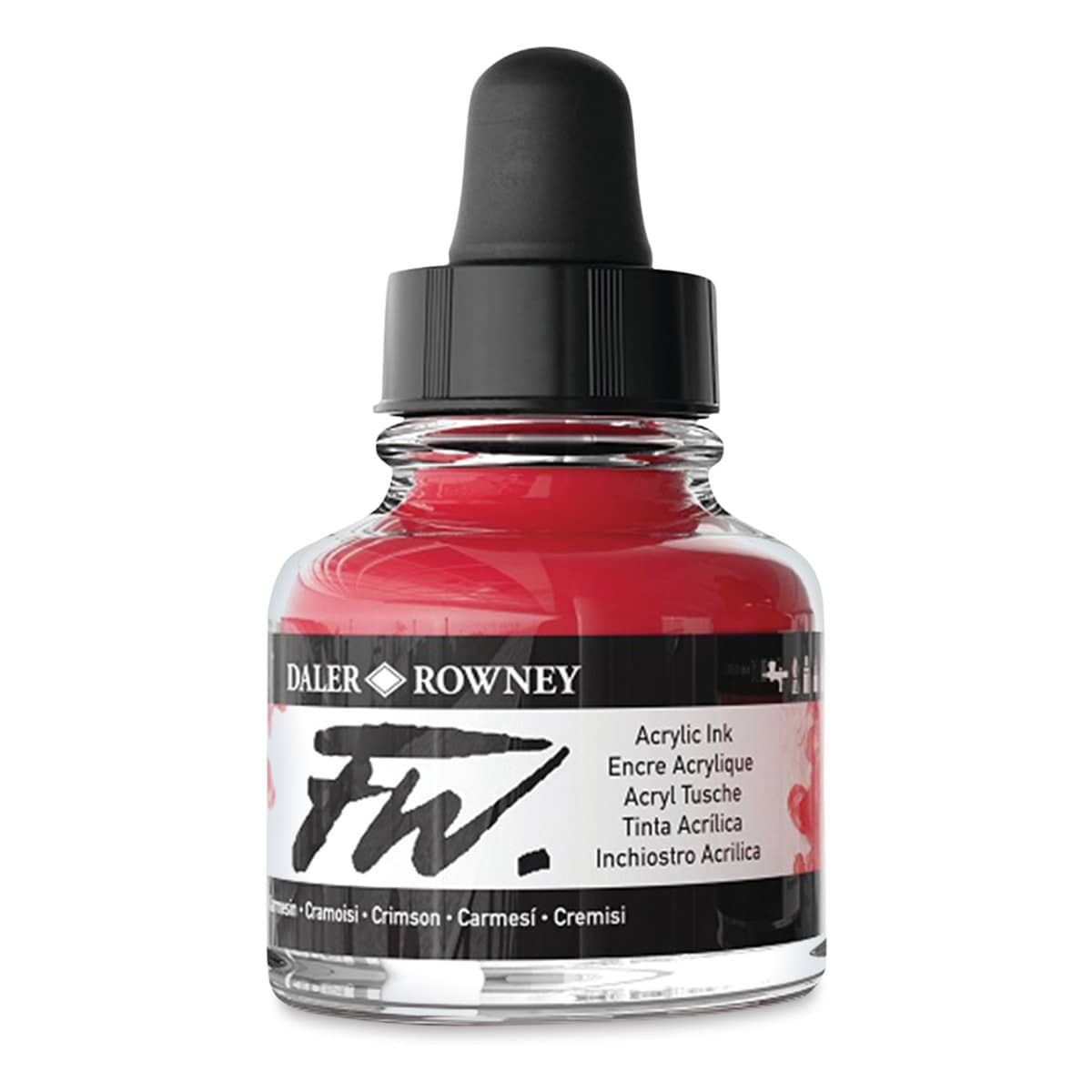 Daler-Rowney FW Acrylic Water-Resistant Artists Ink - 1 oz, Crimson side