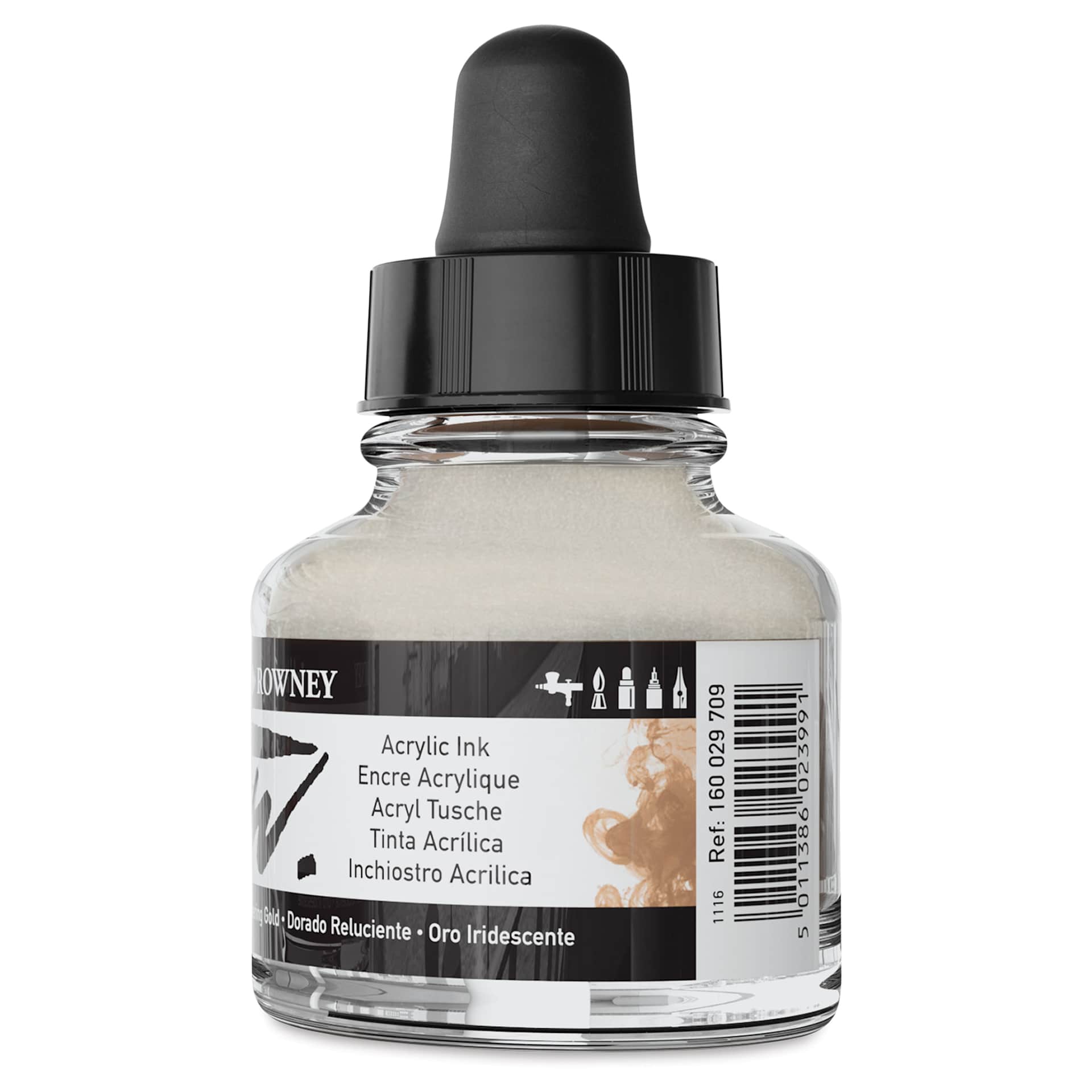 Daler-Rowney FW Acrylic Water-Resistant Artists Ink - 1 oz, Shimmering Gold back