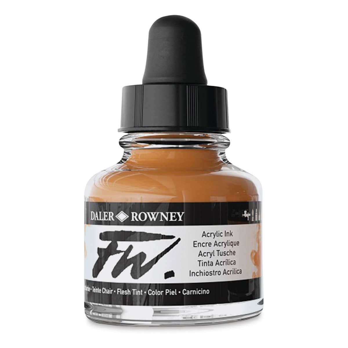 Daler-Rowney FW Acrylic Water-Resistant Artists Ink - 1 oz, Peach Pink side