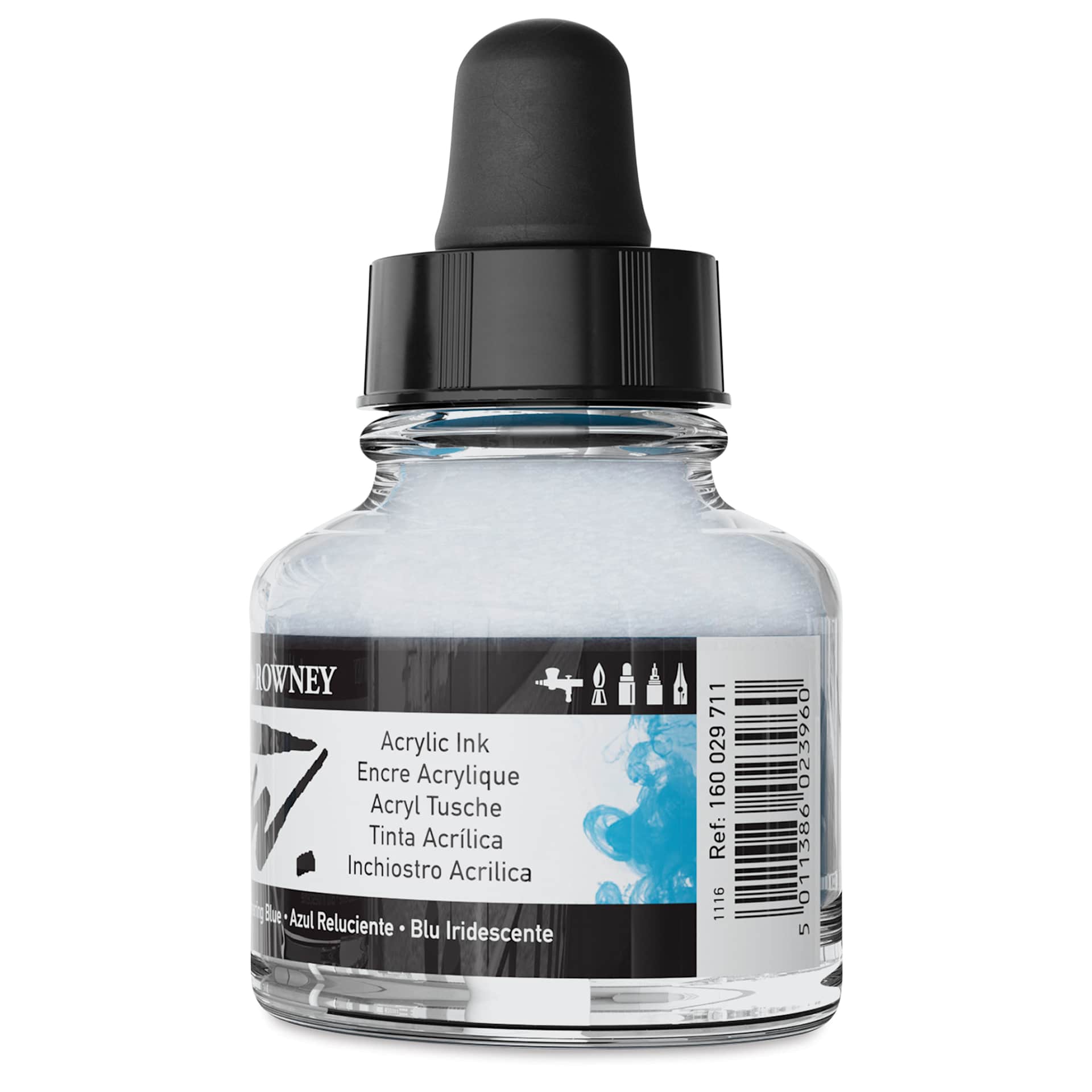 Daler-Rowney FW Acrylic Water-Resistant Artists Ink - 1 oz, Shimmering Blue back